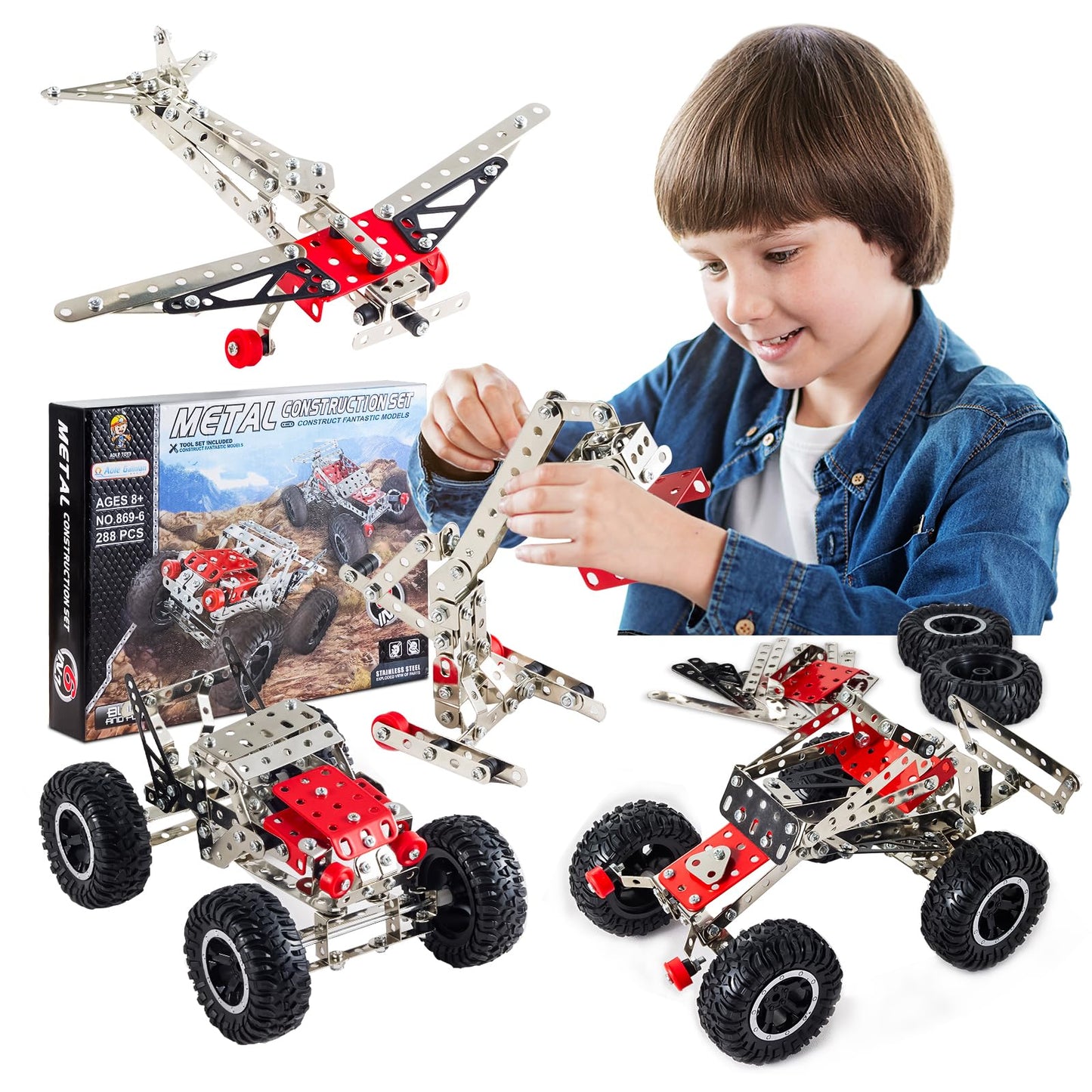 Volico 6-in-1 STEM Kit | 288-Piece Engineering Toys for Kids 5-12