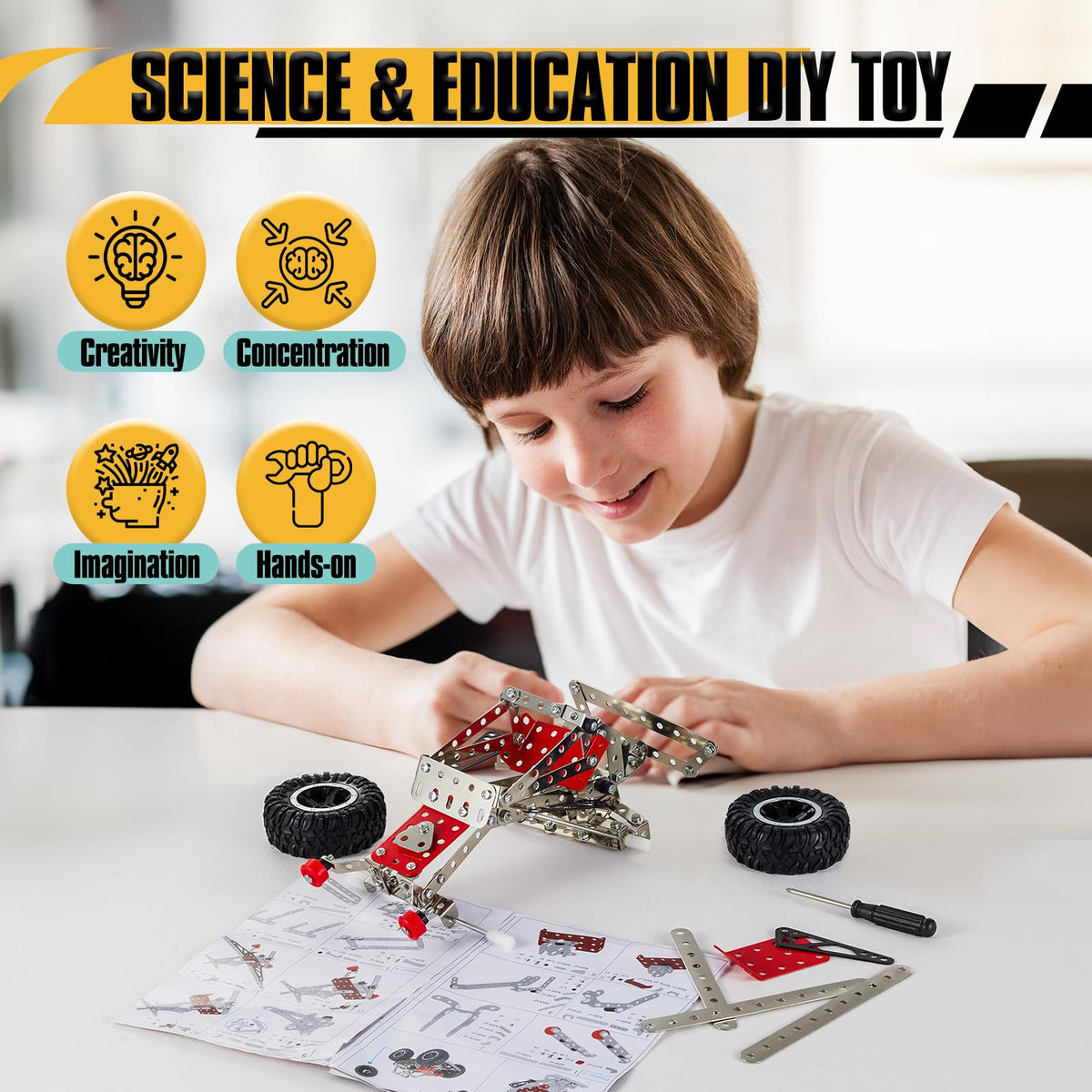 Volico 6-in-1 STEM Kit | 288-Piece Engineering Toys for Kids 5-12