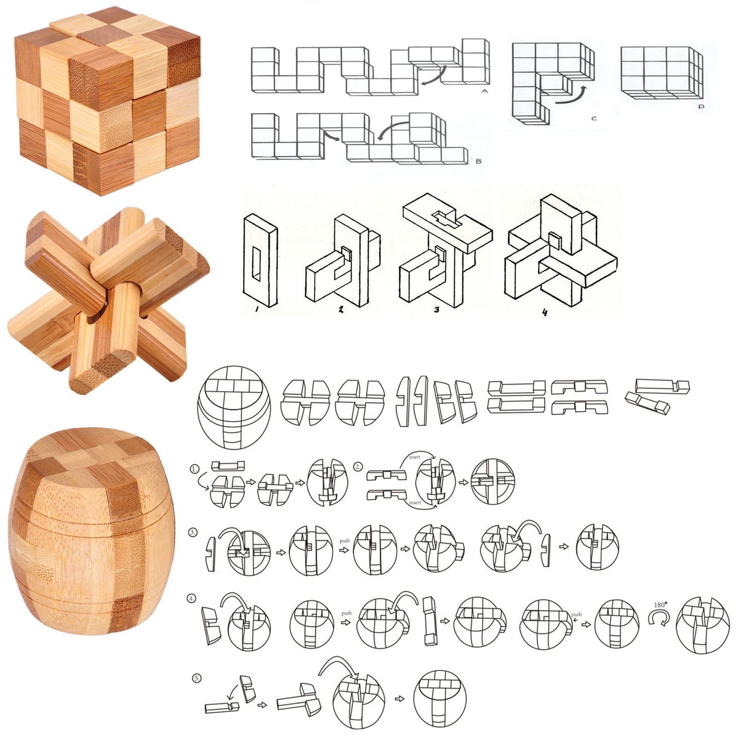 VolksRose 12pcs Wooden Brain Teasers – IQ Challenge, 3D Mind Box Gift Set