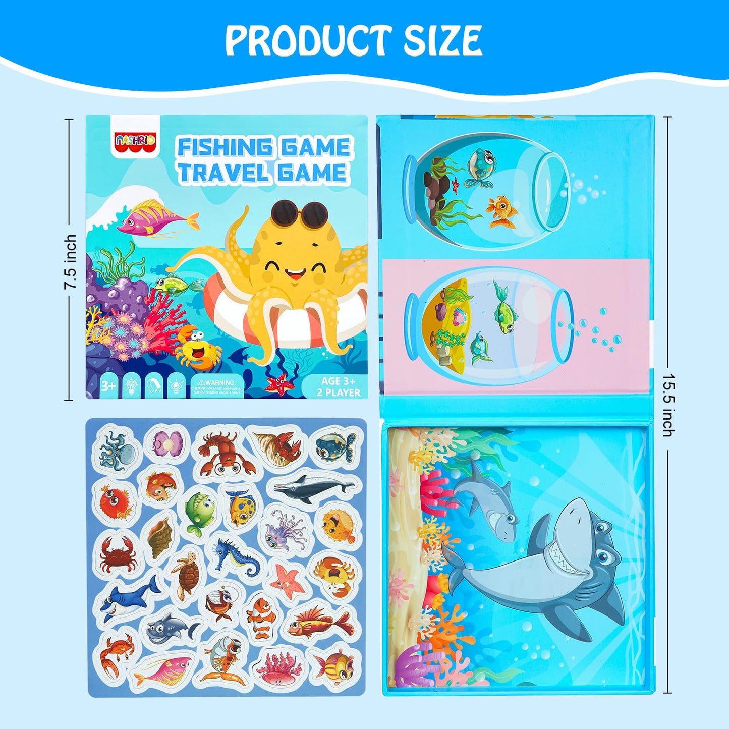 VOLSION Magnetic Fishing Game for Toddlers Ages 3-8 – Montessori Wooden Educational Toy