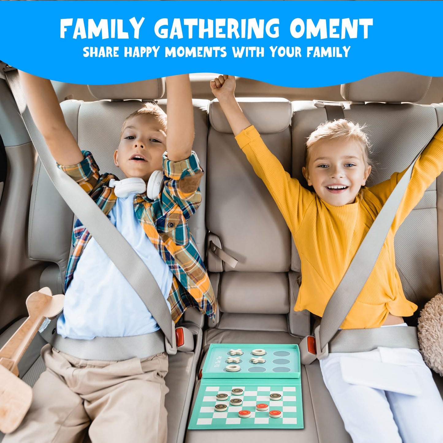 VOLSION 2-in-1 Magnetic Checkers & Tic-Tac-Toe Board Game | Travel-Friendly for Kids 3+