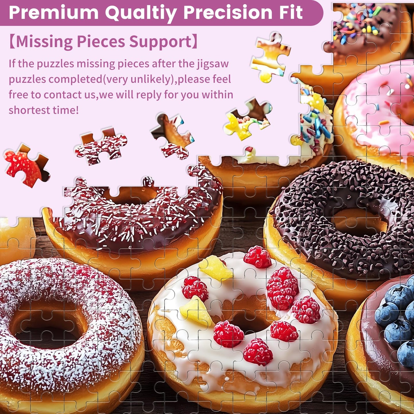 VOLUVOLU 500 Piece Donut Puzzle for Adults – Fun Food-Themed Jigsaw for Family Nights