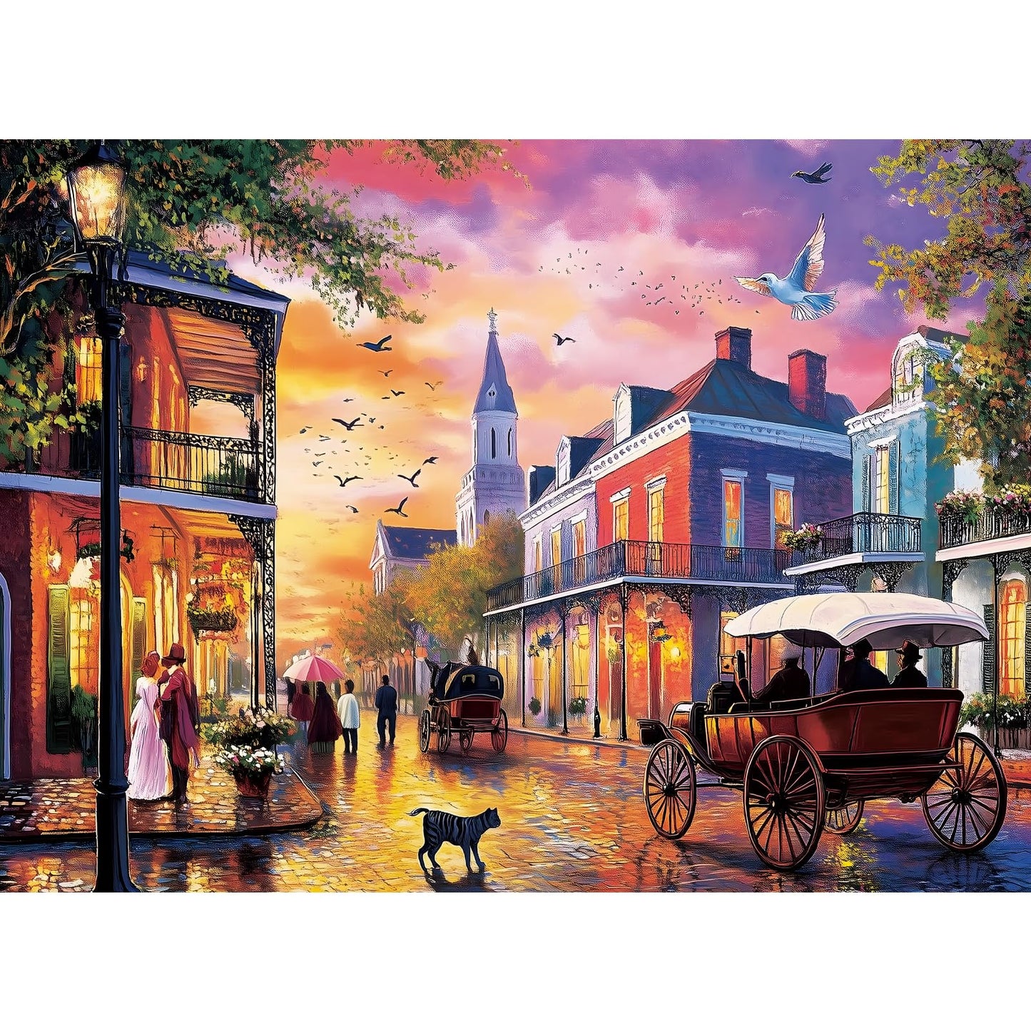 VOLUVOLU 500-Piece Evening Street Puzzle for Adults – Vintage Carriage Scene