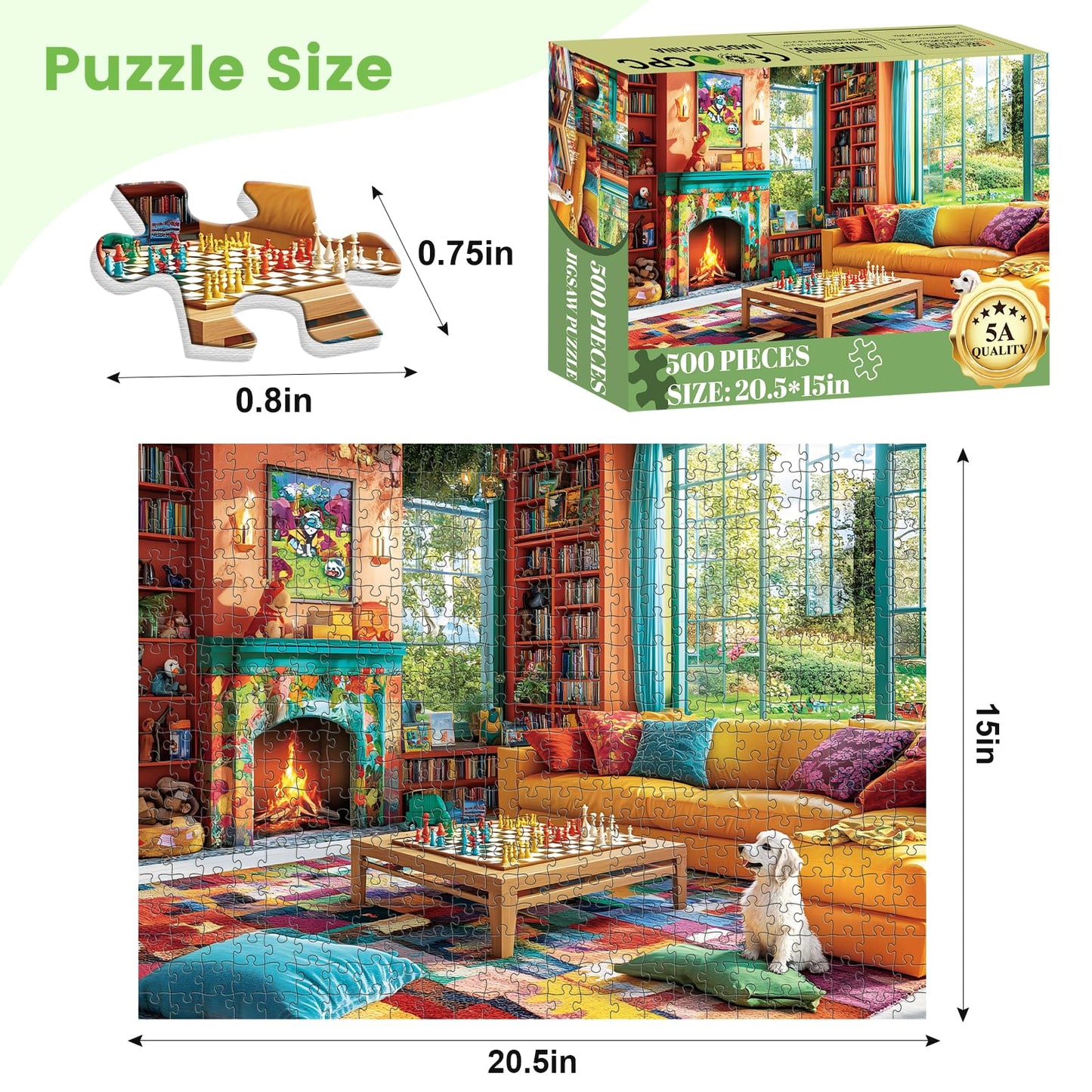 VOLUVOLU 500-Piece Chess Puzzles for Adults – Indoor Family Puzzle Gift (20.5 x 15 in)