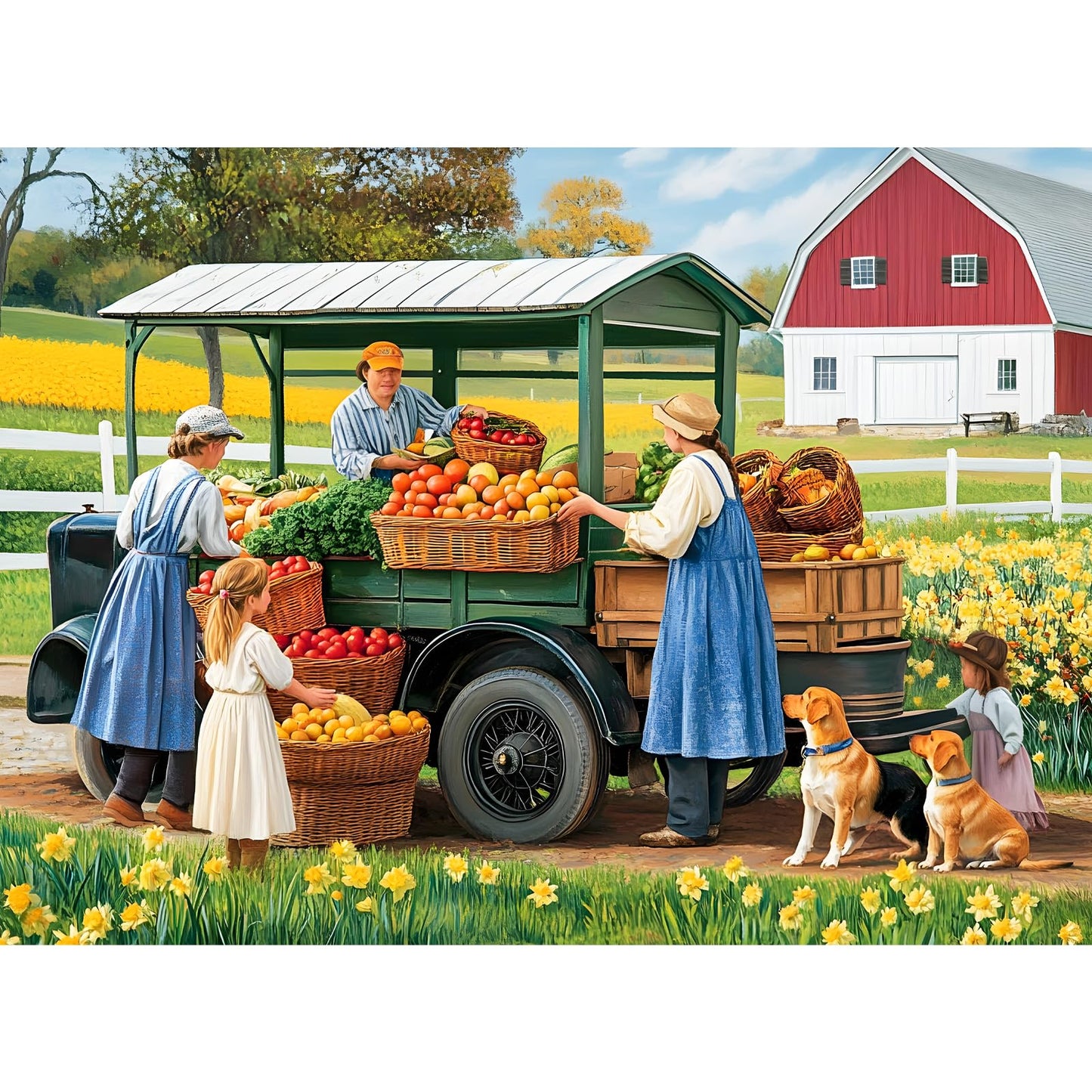 VOLUVOLU 500-Piece Jigsaw Puzzle for Adults – Pasture Farm Scene (Dogs & Vegetables) 20.5 x 15 in