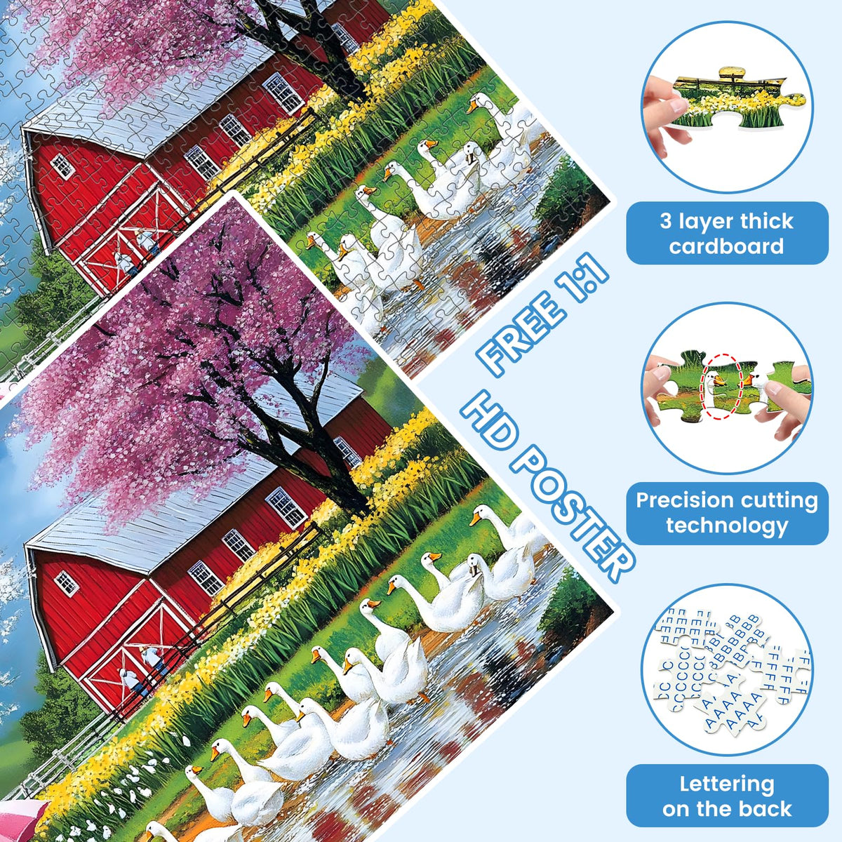 VOLUVOLU 500-Piece Farm Jigsaw Puzzle for Adults – Rainy Day Scene, 20.5 x 15 in | Gift Idea