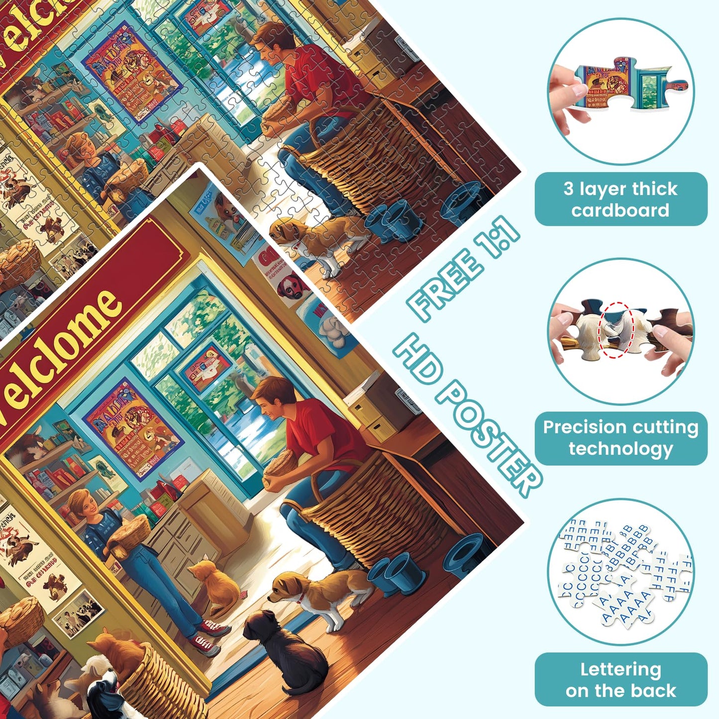 VOLUVOLU 500-Piece Animal Puzzle for Adults – Indoor Pet Shop Scene