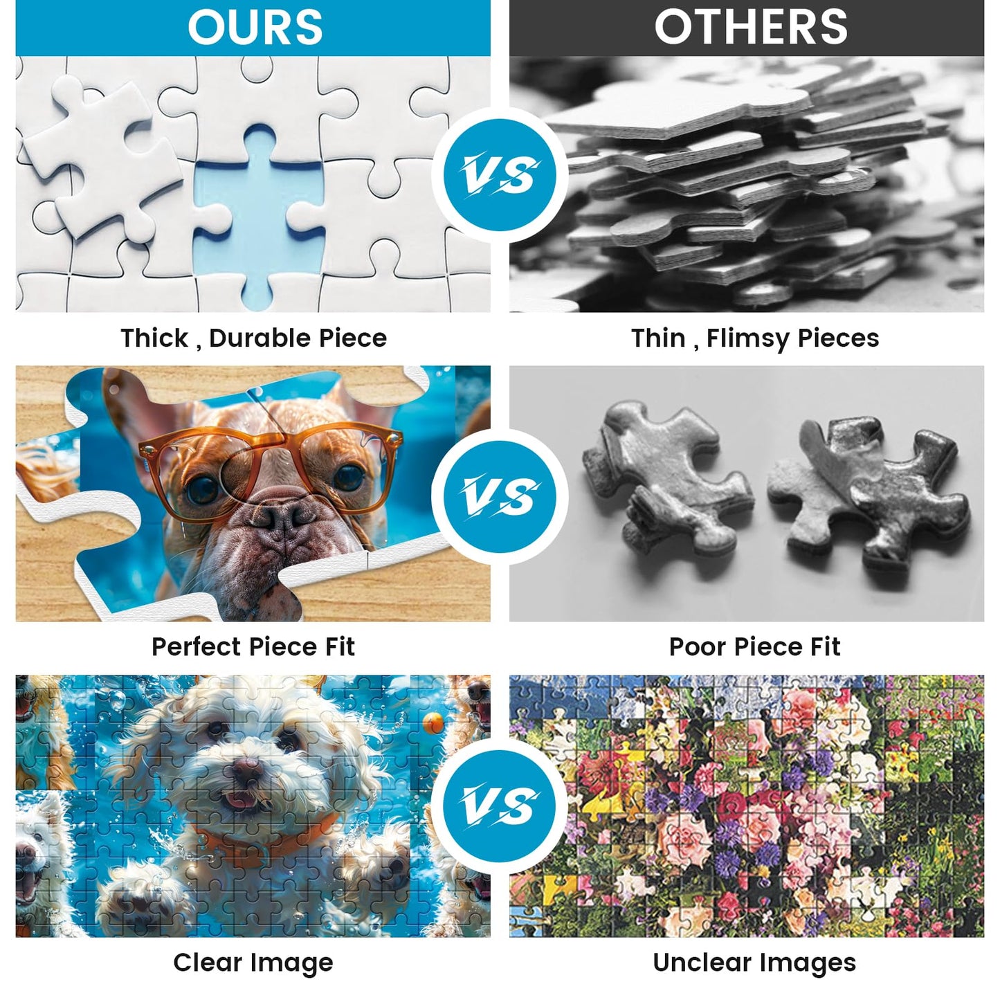VOLUVOLU 500 Piece Puzzle for Adults – Funny Puppy & Underwater Dogs (20.5×15 in)