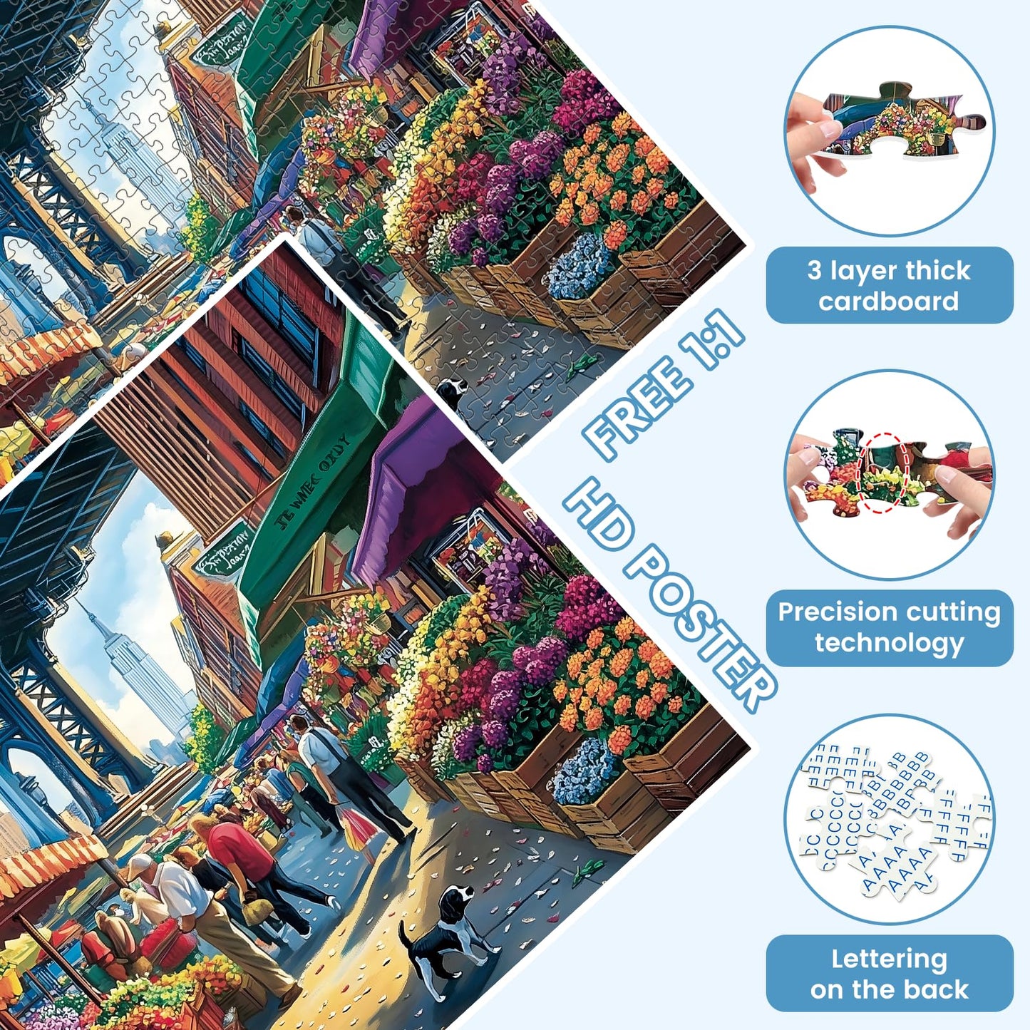 VOLUVOLU 500 Pieces Landscape Puzzle for Adults – Flowers & City Scene – Gift for Birthday, Home Decor (20.5 x 15 in)