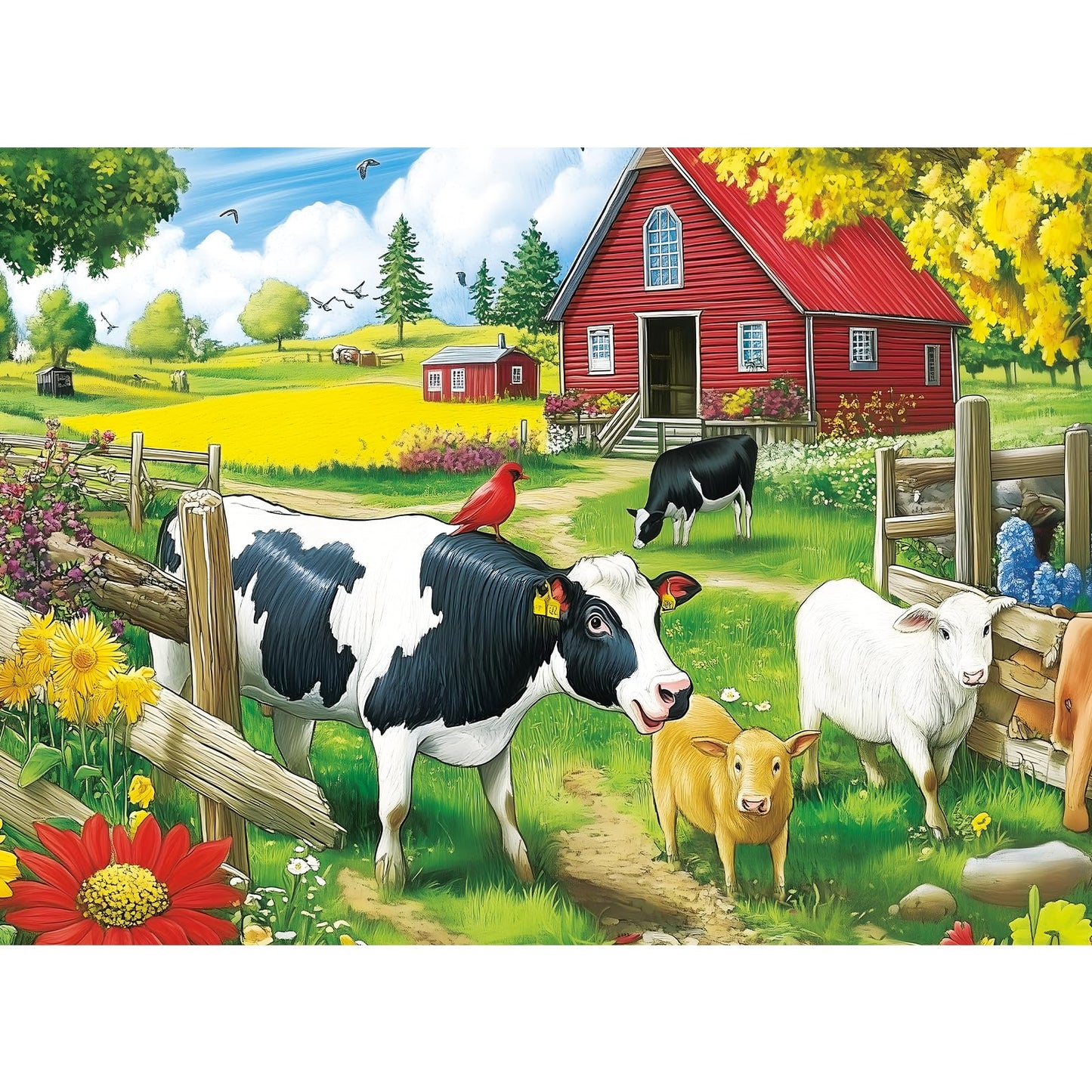VOLUVOLU 300-Piece Pasture Cows Puzzle – Family Fun Gift Ready (20.5 x 15 Inches)