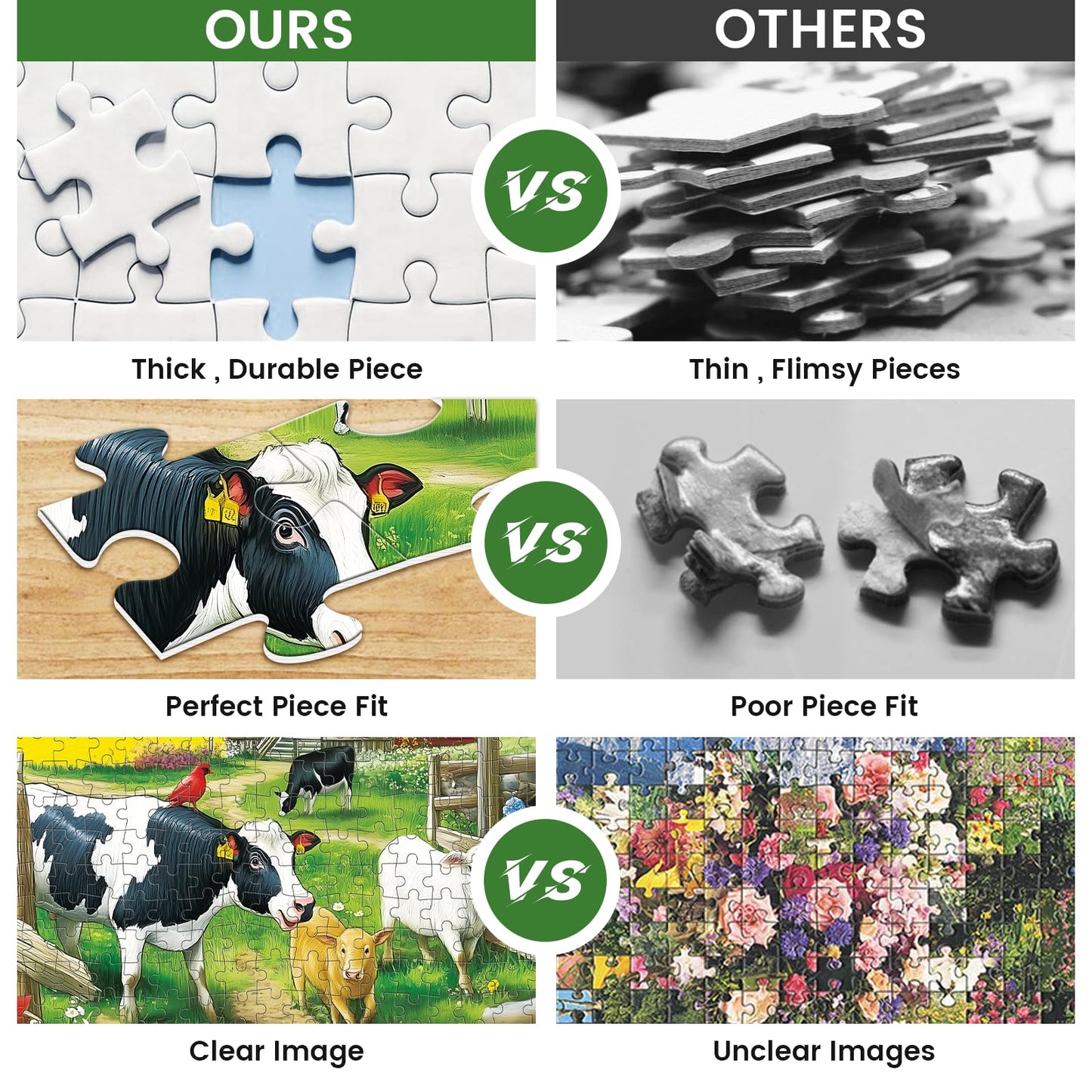 VOLUVOLU 300-Piece Pasture Cows Puzzle – Family Fun Gift Ready (20.5 x 15 Inches)