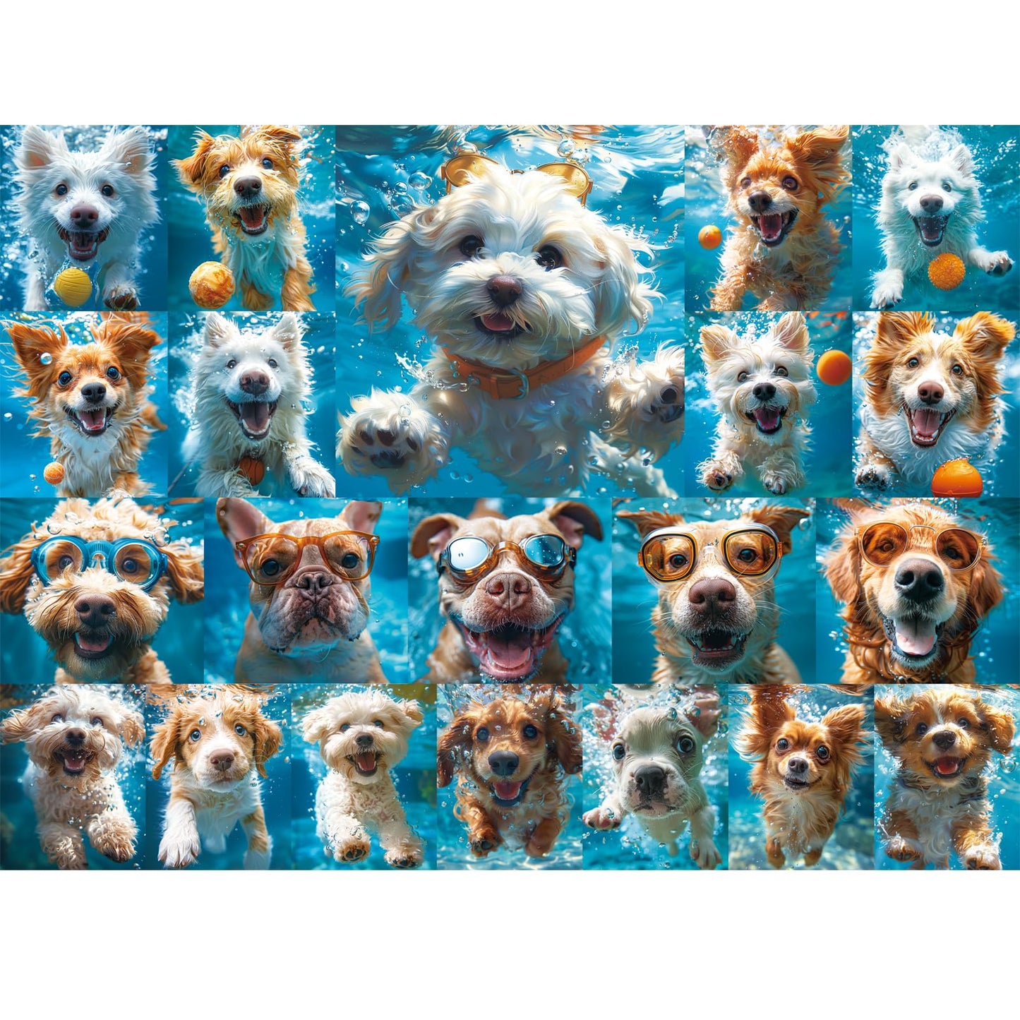 VOLUVOLU 500 Piece Puzzle for Adults – Funny Puppy & Underwater Dogs (20.5×15 in)