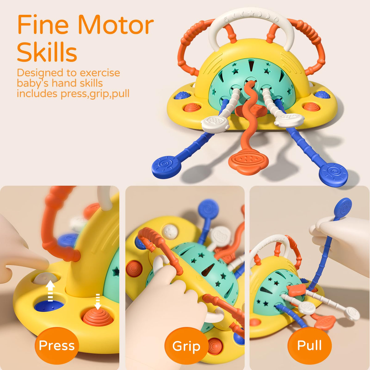 VoMii High Chair Toys with Suction Cup — Montessori Sensory Toys for 1-Year-Olds, Fine Motor Skill Development