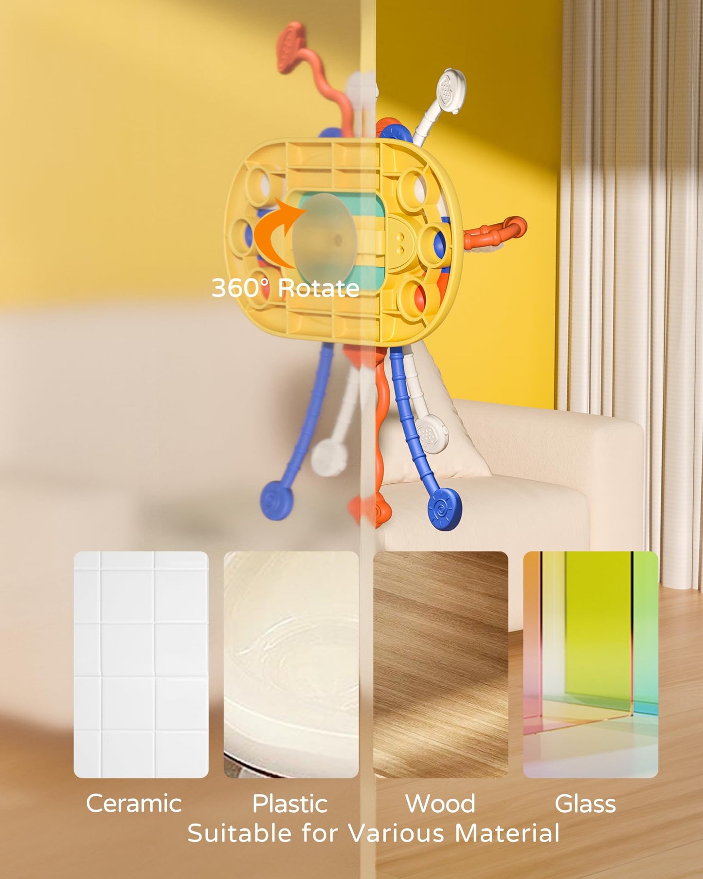 VoMii High Chair Toys with Suction Cup — Montessori Sensory Toys for 1-Year-Olds, Fine Motor Skill Development