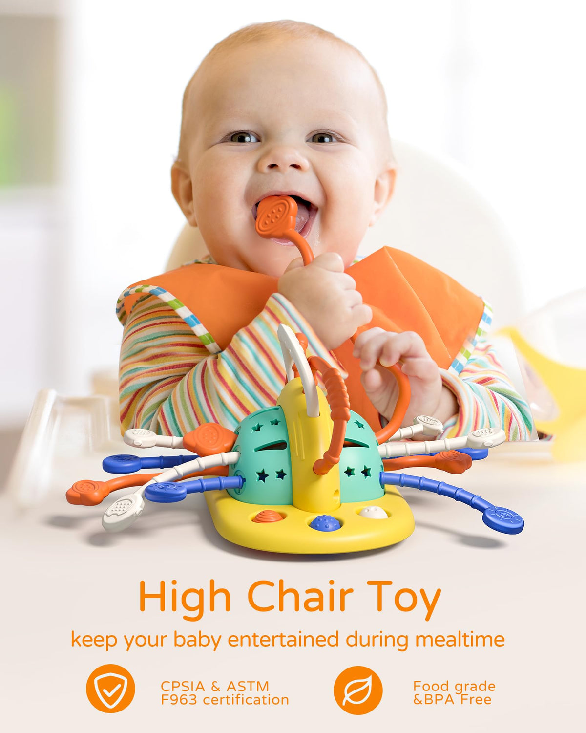 VoMii High Chair Toys with Suction Cup — Montessori Sensory Toys for 1-Year-Olds, Fine Motor Skill Development