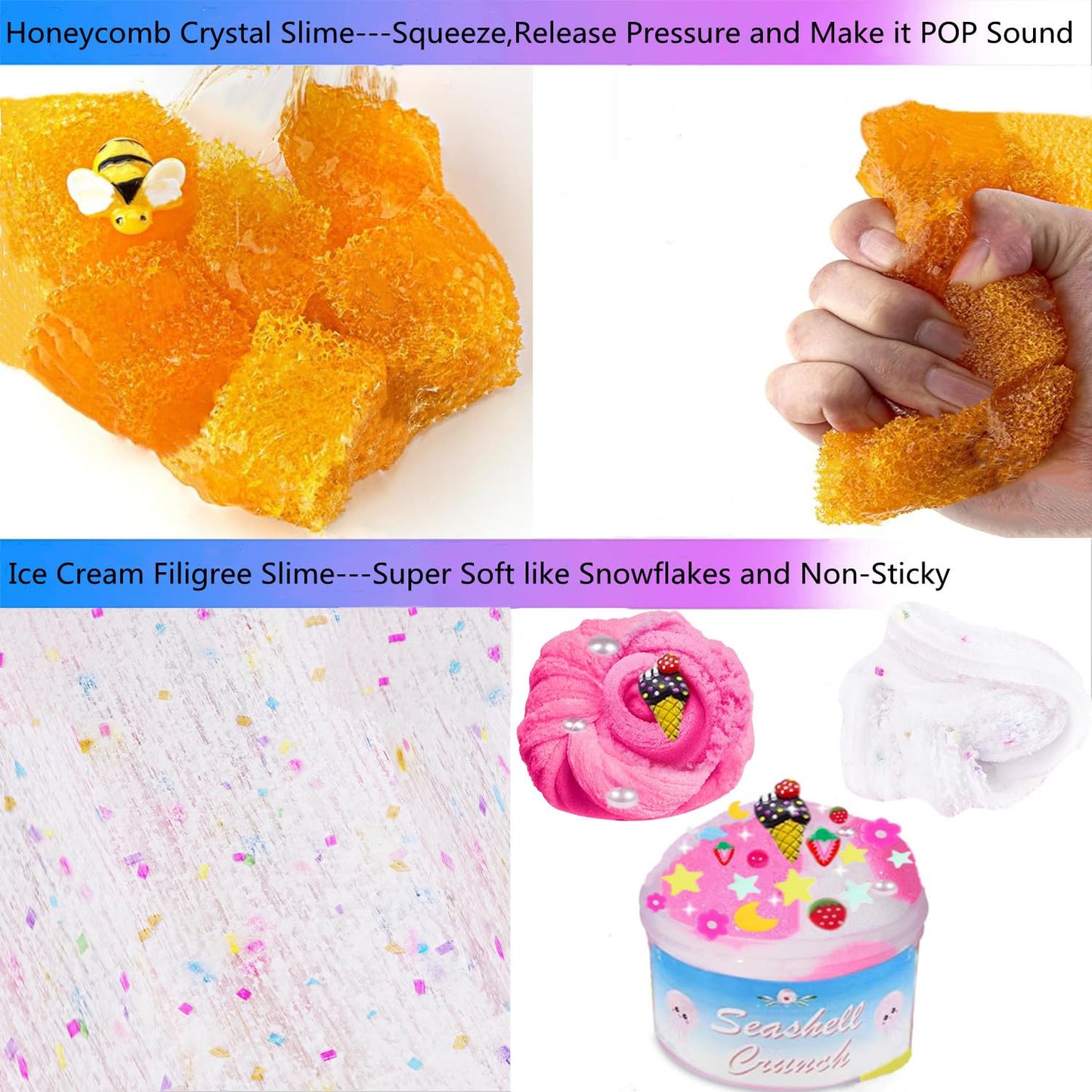 Vomkela Crunchy Slime Set — 12-Pack Soft, Non-Sticky Slimes (19oz/540ml)
