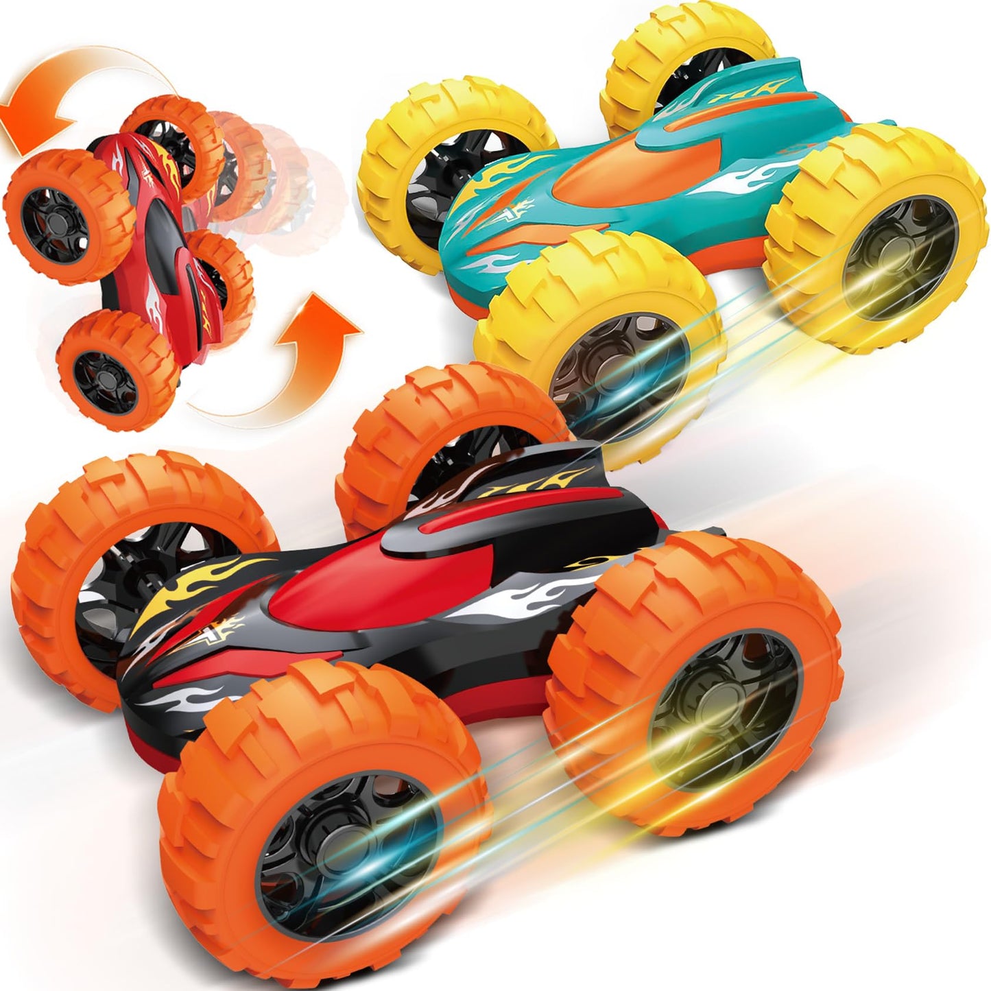 VONZAWAY Double-Sided Flip Monster Trucks for Ages 3-5 – Friction-Powered 4WD Toys