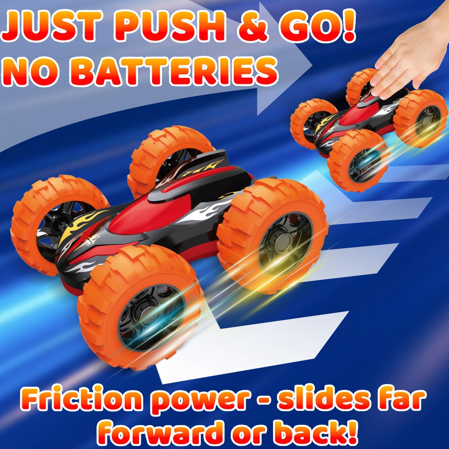 VONZAWAY Double-Sided Flip Monster Trucks for Ages 3-5 – Friction-Powered 4WD Toys