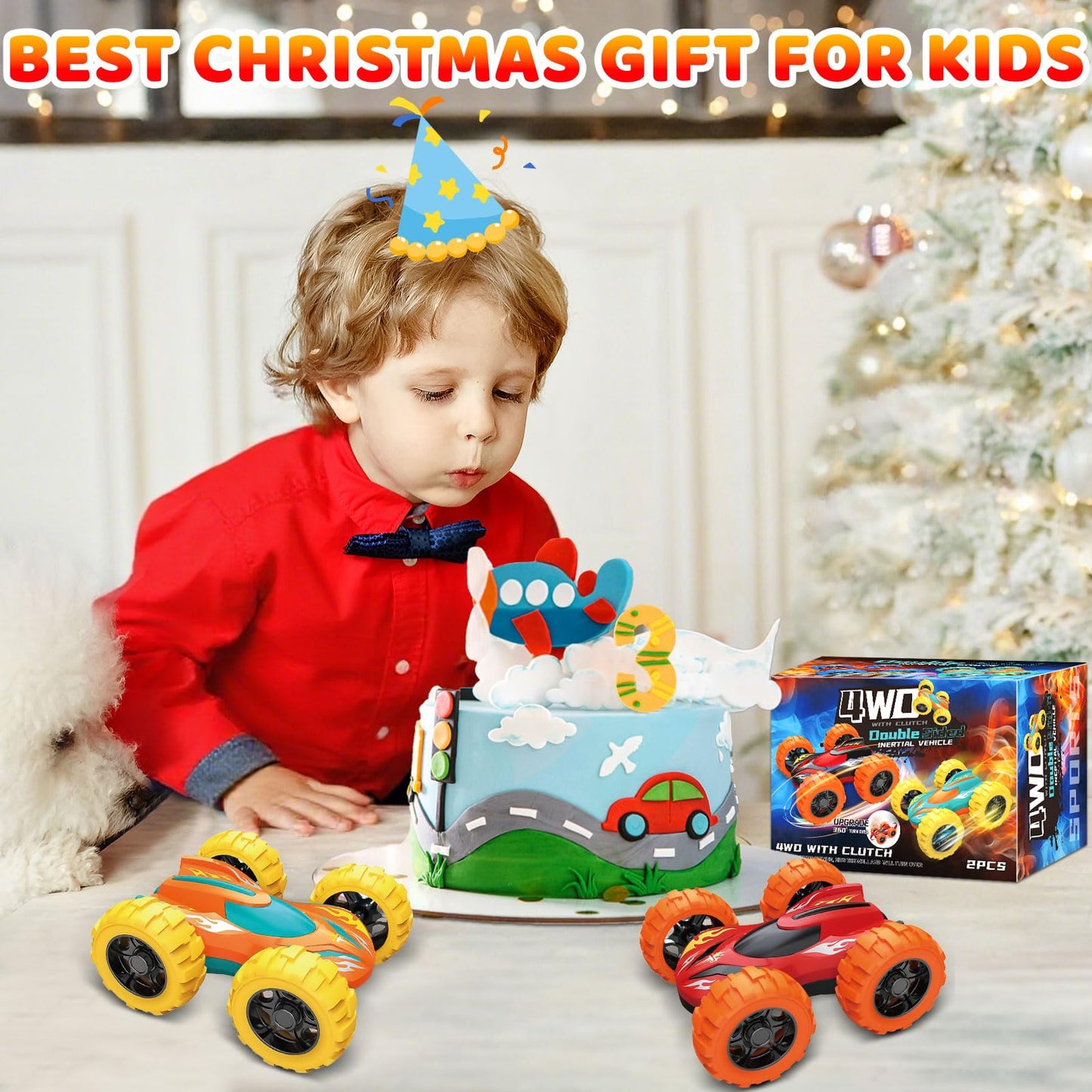VONZAWAY Double-Sided Flip Monster Trucks for Ages 3-5 – Friction-Powered 4WD Toys