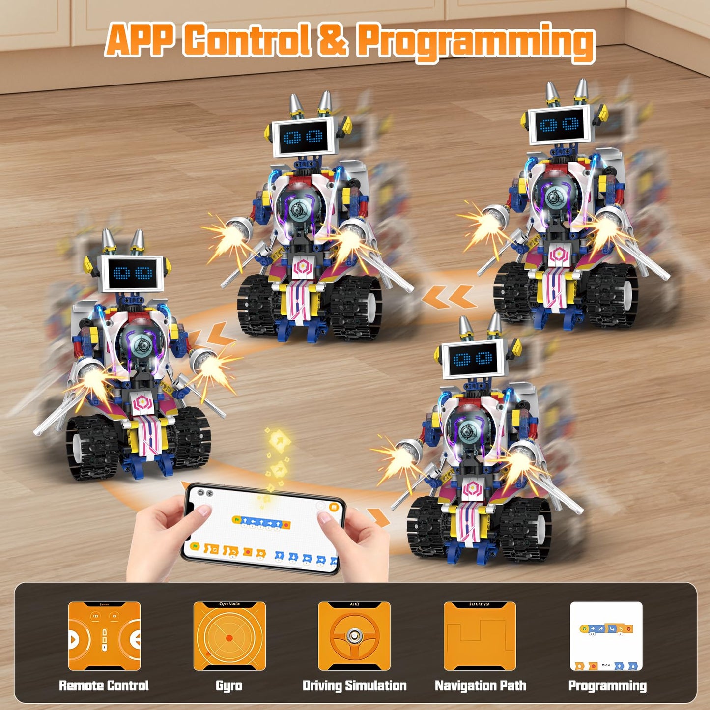 VOPOGLNE 5-in-1 STEM Robot Kit – App & Remote Control, 620 Pcs for Kids 6-12