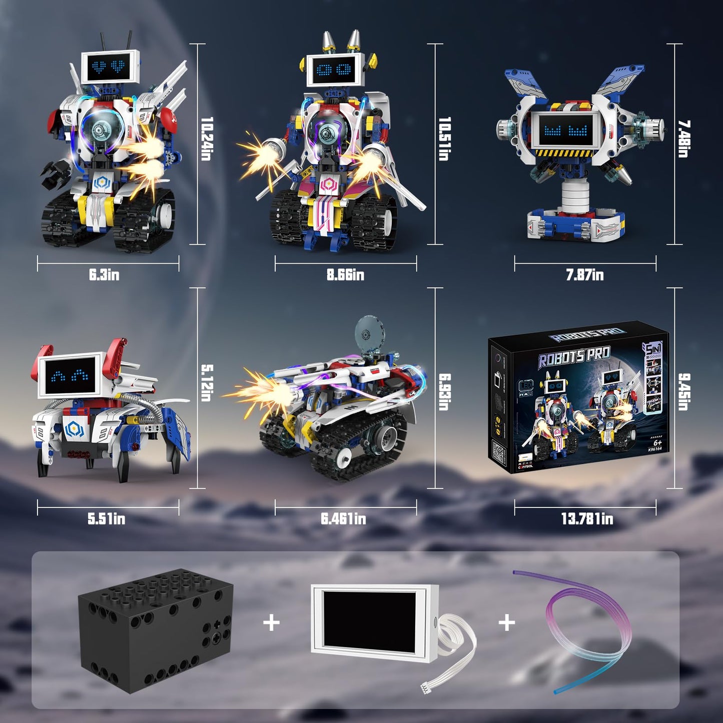 VOPOGLNE 5-in-1 STEM Robot Kit – App & Remote Control, 620 Pcs for Kids 6-12