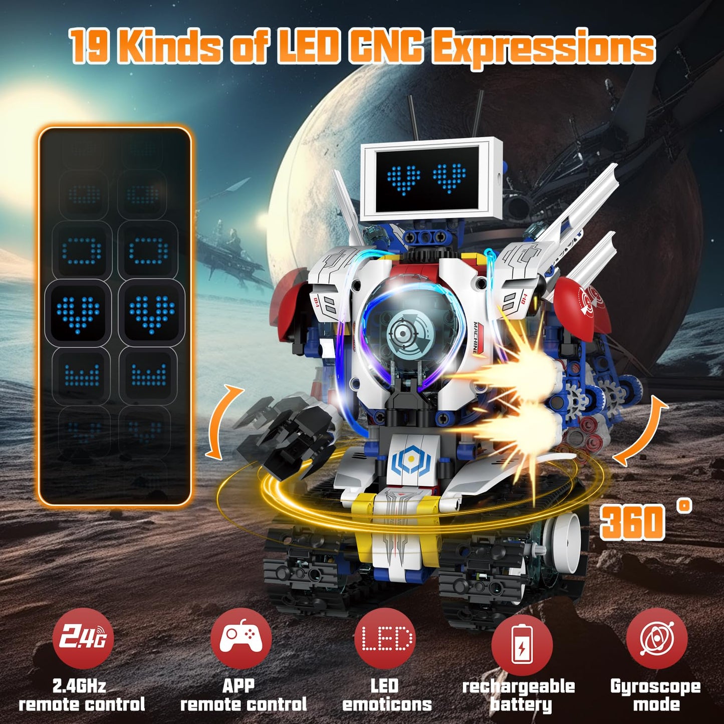 VOPOGLNE 5-in-1 STEM Robot Kit – App & Remote Control, 620 Pcs for Kids 6-12