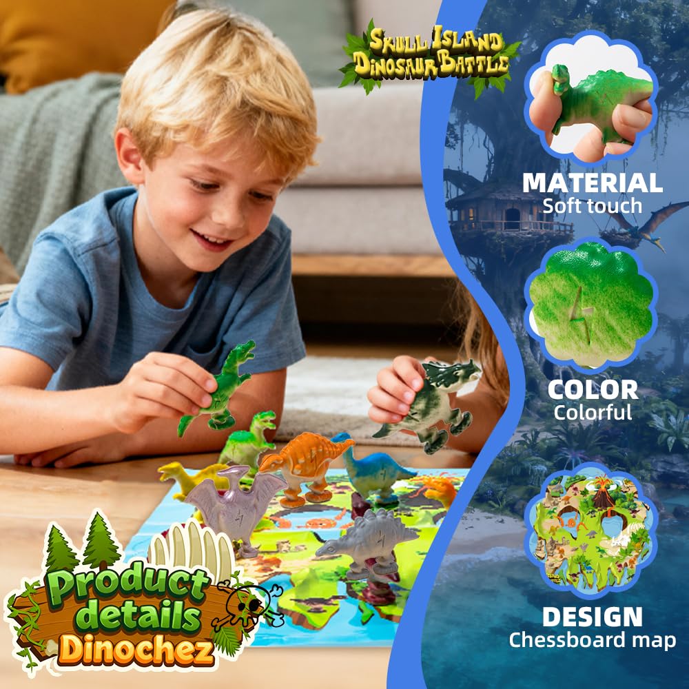 VORA 2026 Magnetic Chess Game – Dinosaur Theme Chess Set with 20 Dinosaur Stones, Map & Storage Bag