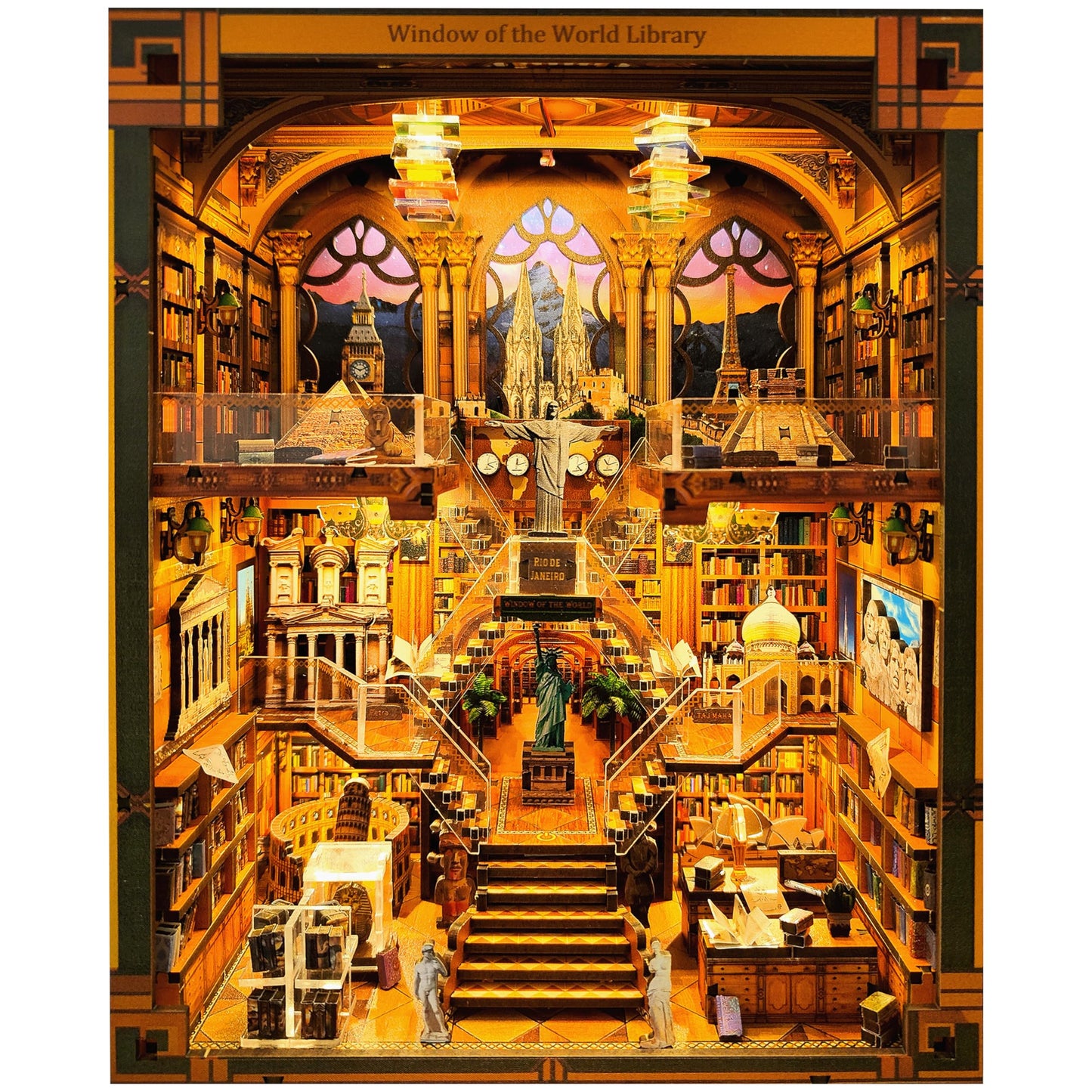 VORATHIS Book Nook Kit – DIY Miniature World Library with LED Lighting