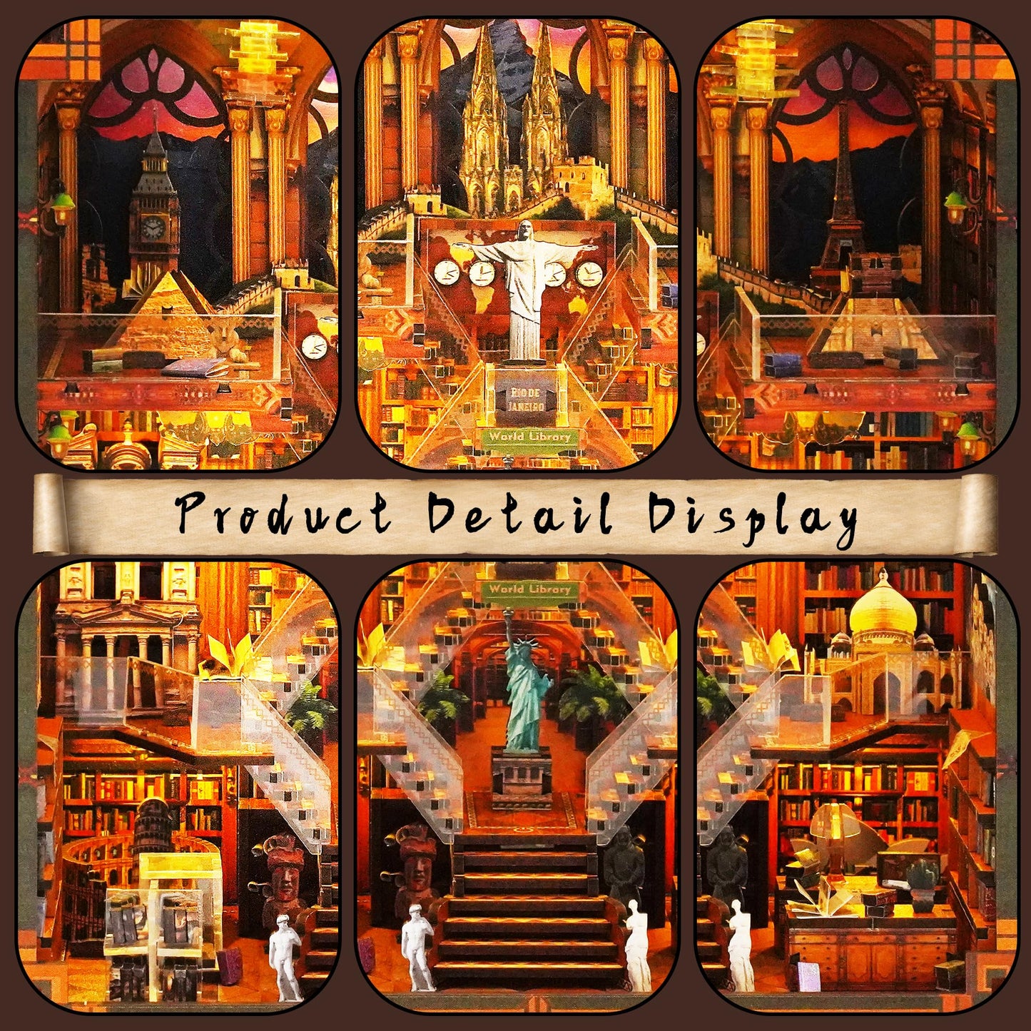 VORATHIS Book Nook Kit – DIY Miniature World Library with LED Lighting