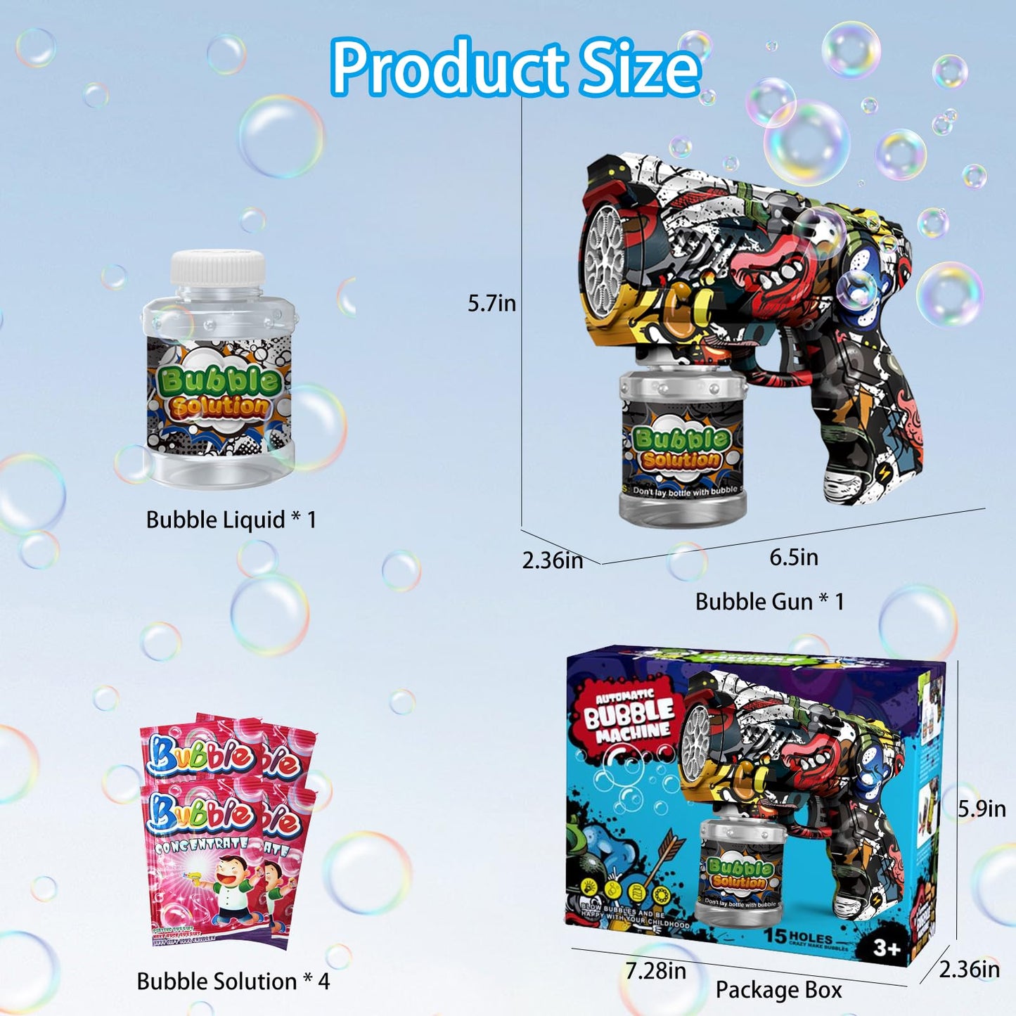 VORBLIX Bubble Gun for Kids – LED Lights, 10-Hole Bubble Machine, Leak-Proof (Ages 3-8)