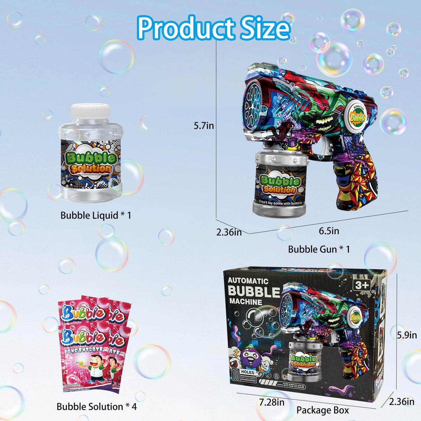 VORBLIX Bubble Gun for Kids — LED Lights, 10-Hole Auto Bubble Machine, Leak-Proof Design