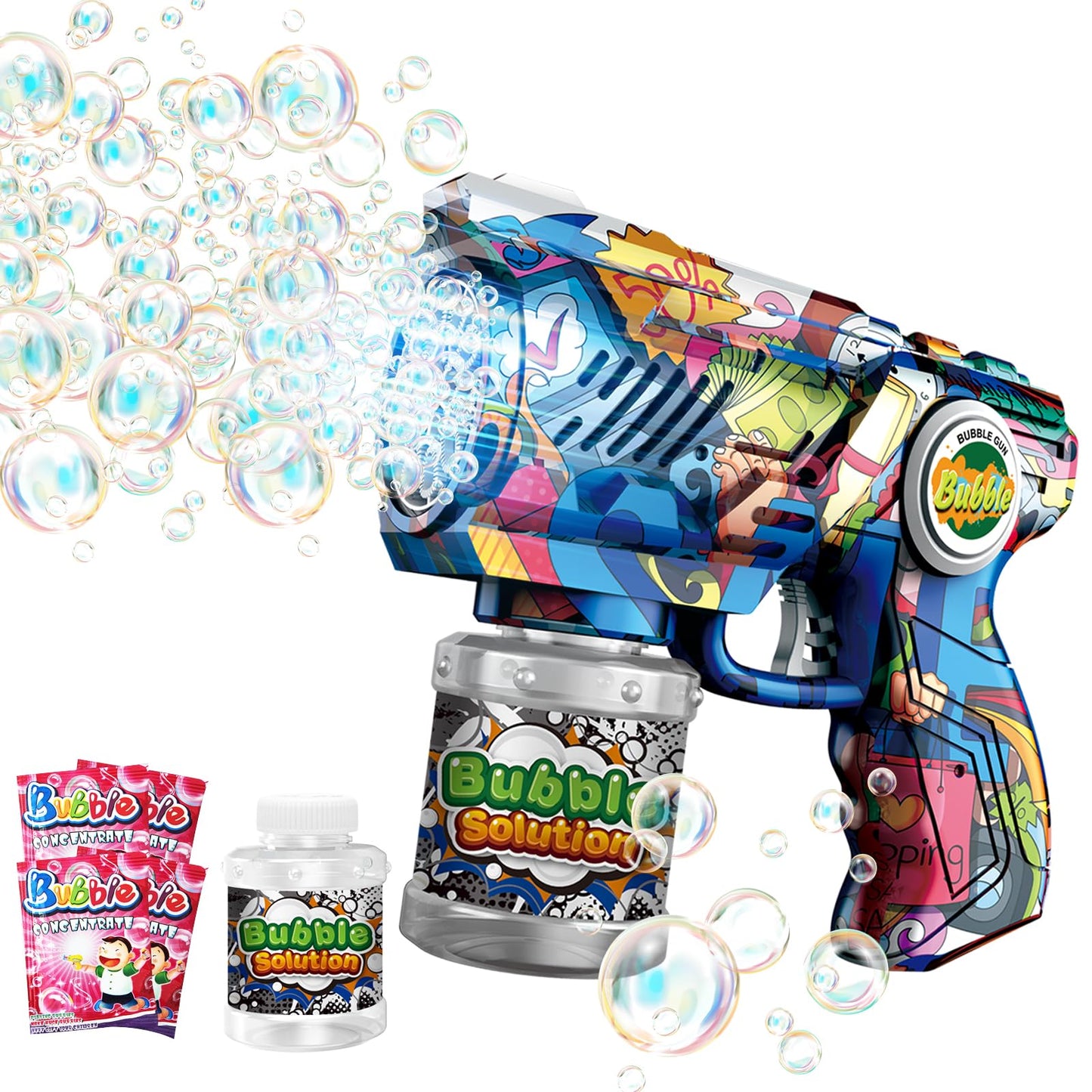 VORBLIX Bubble Gun with LED Lights – 10-Hole Automatic Bubble Machine for Kids 3-8