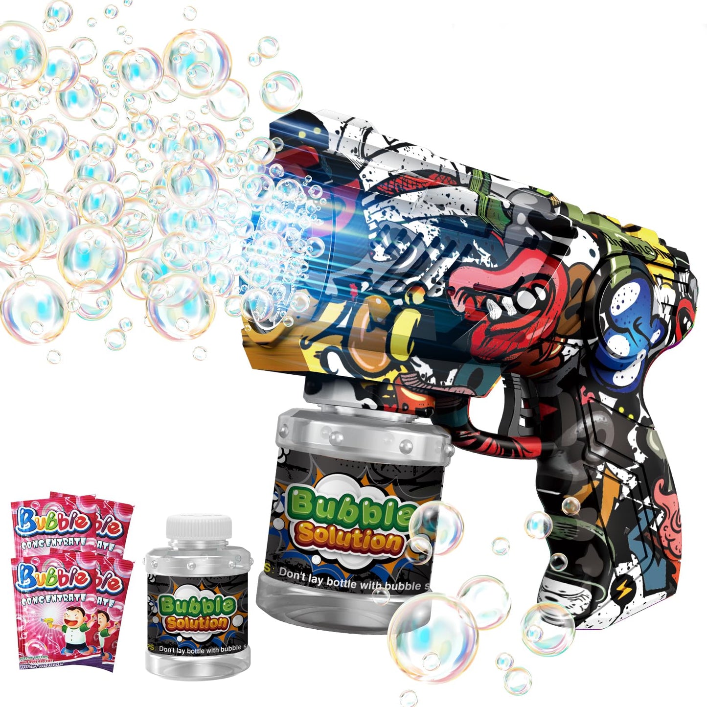 VORBLIX Bubble Gun for Kids – LED Lights, 10-Hole Bubble Machine, Leak-Proof (Ages 3-8)