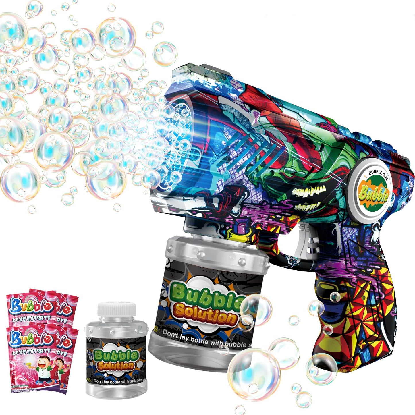 VORBLIX Bubble Gun for Kids — LED Lights, 10-Hole Auto Bubble Machine, Leak-Proof Design