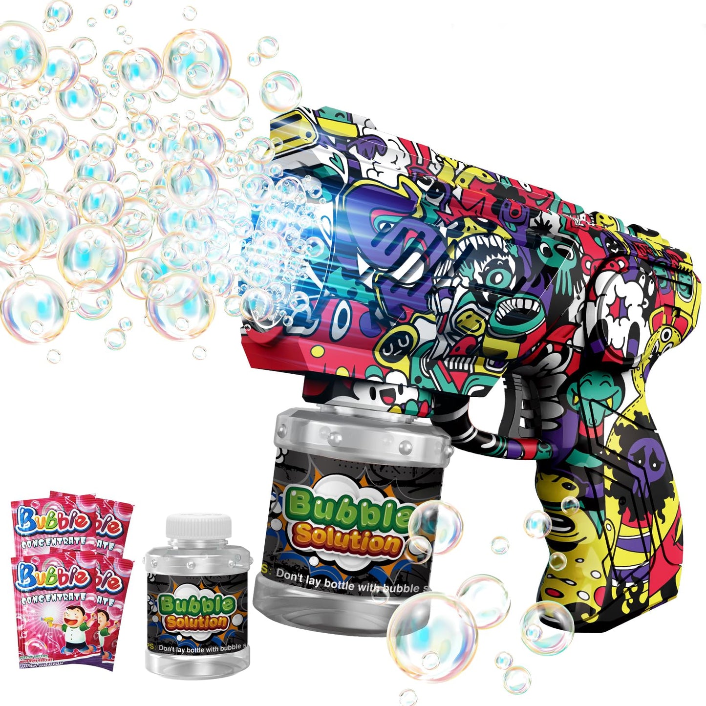 VORBLIX Bubble Gun with LED Lights - 10-Hole Auto Bubble Machine for Kids 3-8
