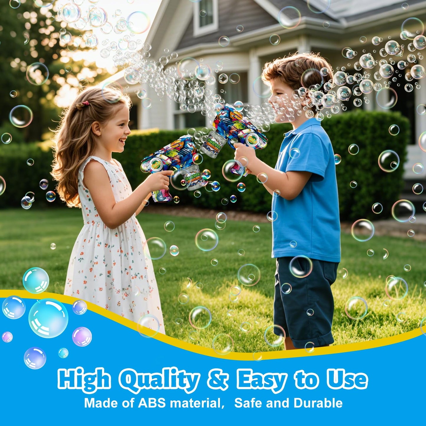 VORBLIX Bubble Gun with LED Lights – 10-Hole Automatic Bubble Machine for Kids 3-8