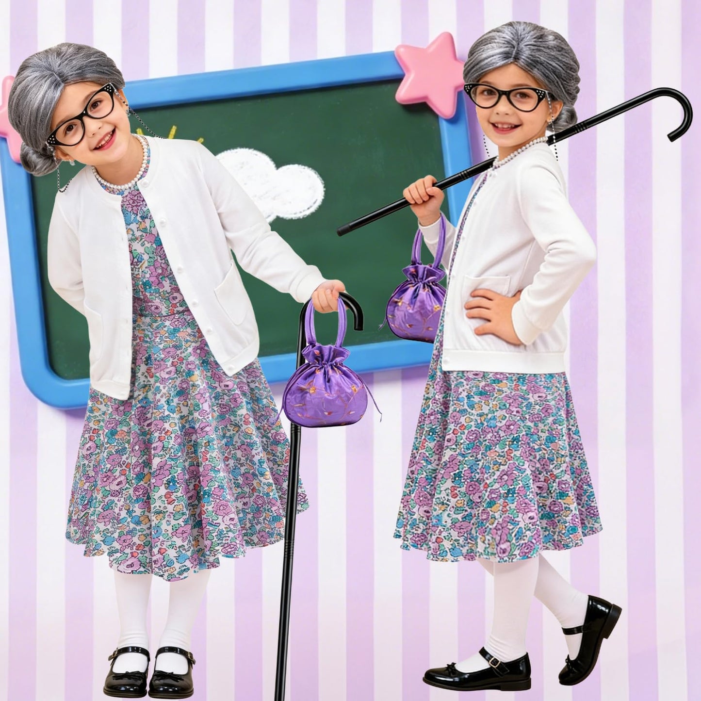 VORLITS 100 Days Old Lady Costume for Girls – 100th Day Dress Up