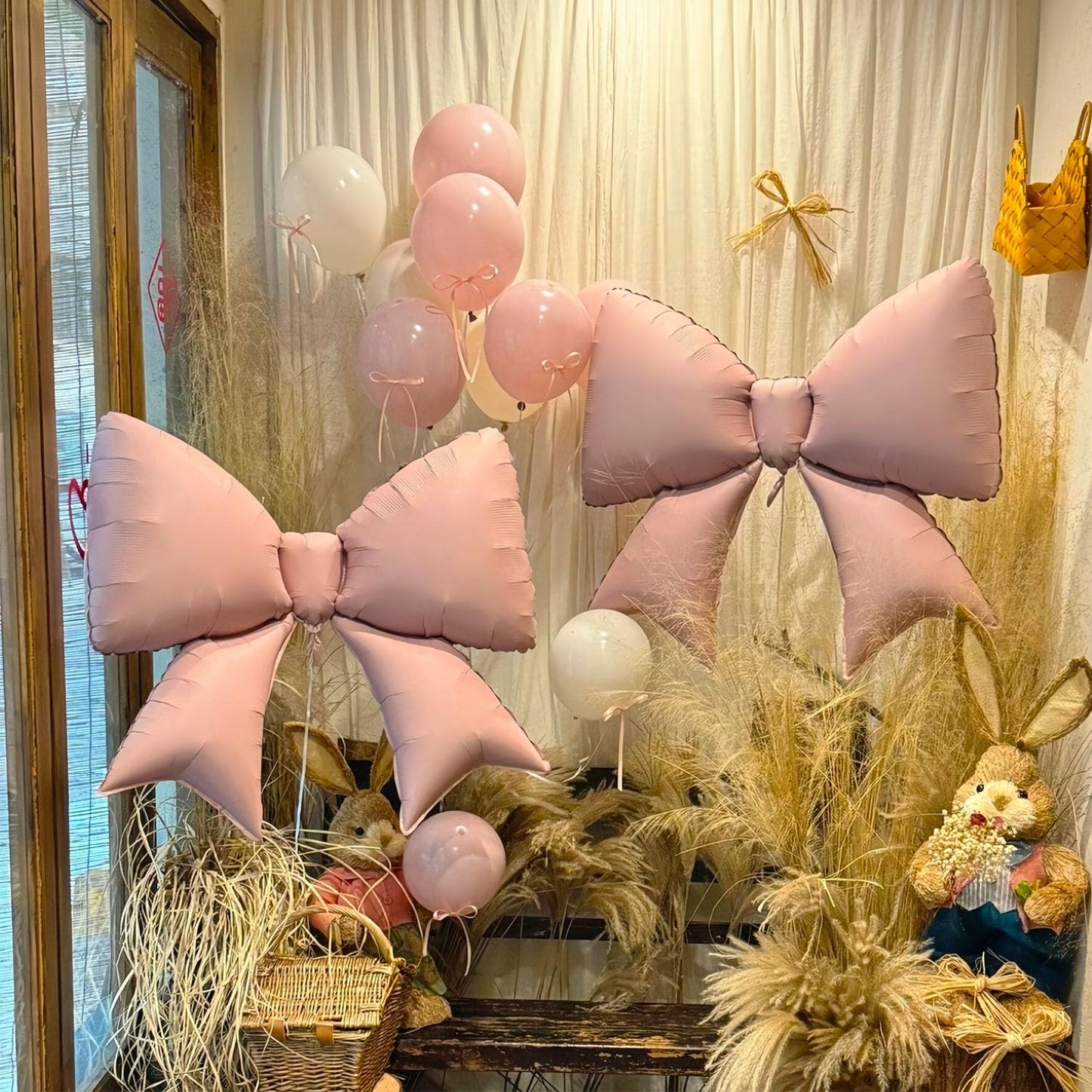Vorplick 4Pcs Giant Pink Bow Balloons 38in – Elegant Party Decorations