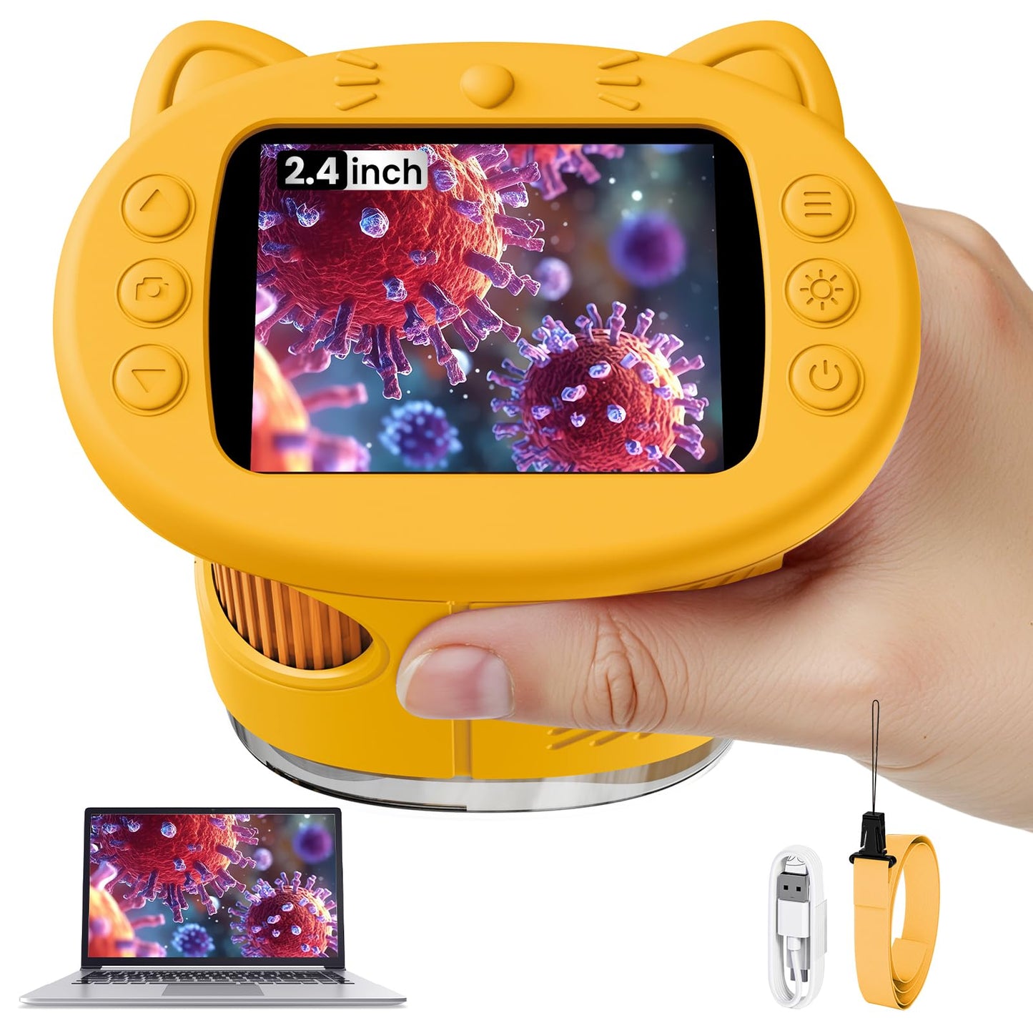 Vorth Microscope for Kids — 2.4-Inch Digital Microscope with 1000X Magnification