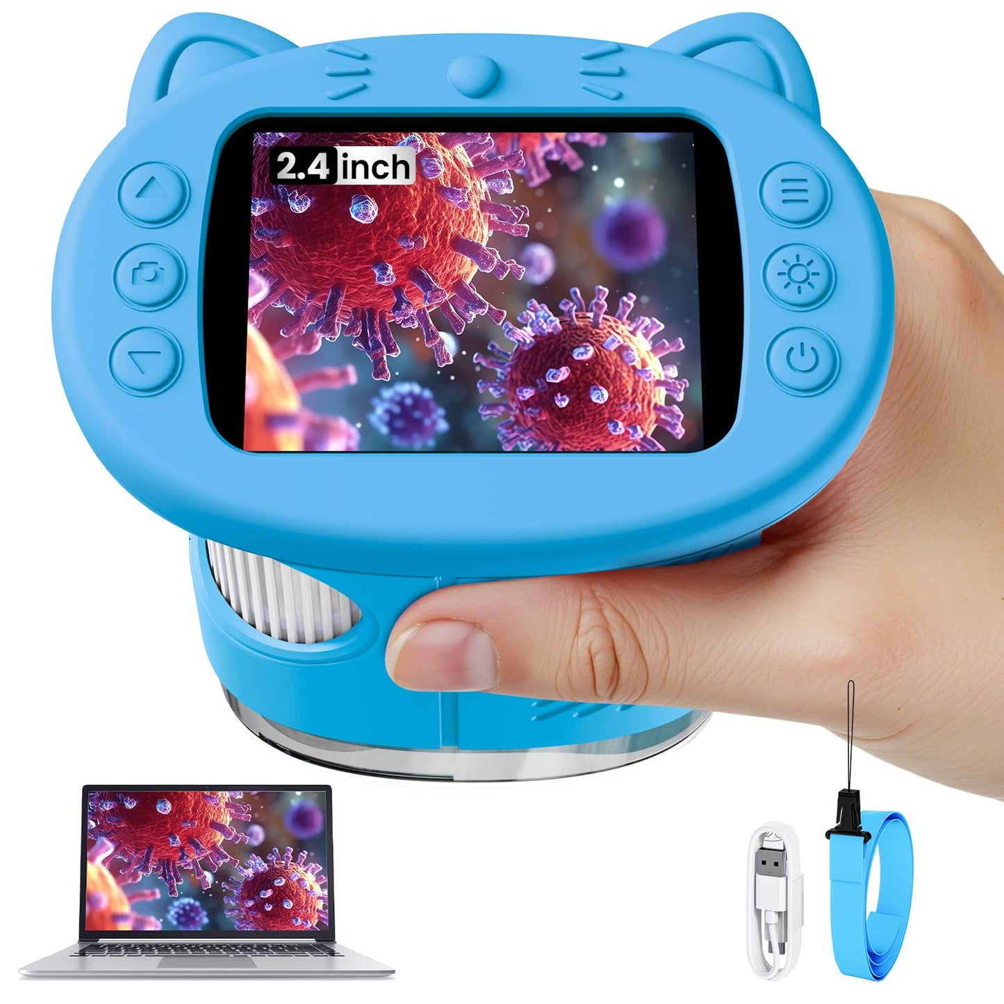 Vorth Microscope for Kids – 2.4-Inch Digital, 1000X Magnification, Handheld