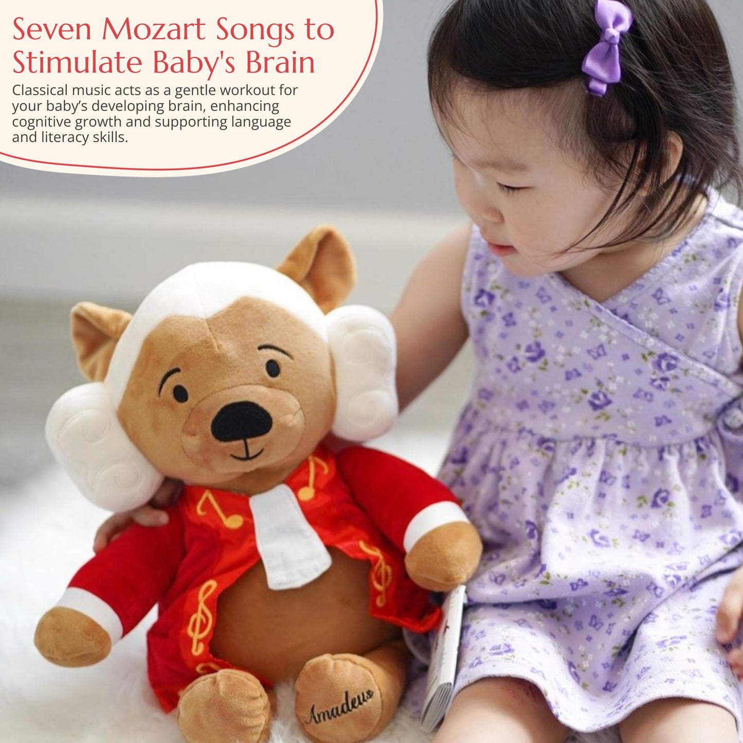 Vosego Amadeus Mozart Plush Bear – 40 Minutes of Classical Music for Babies & Toddlers