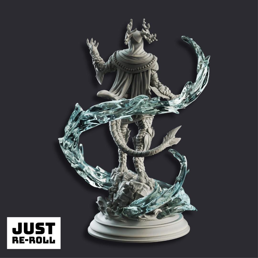 Voskathar Dragonborn of the Tides - 3D Printed Sorcerer Character Miniature