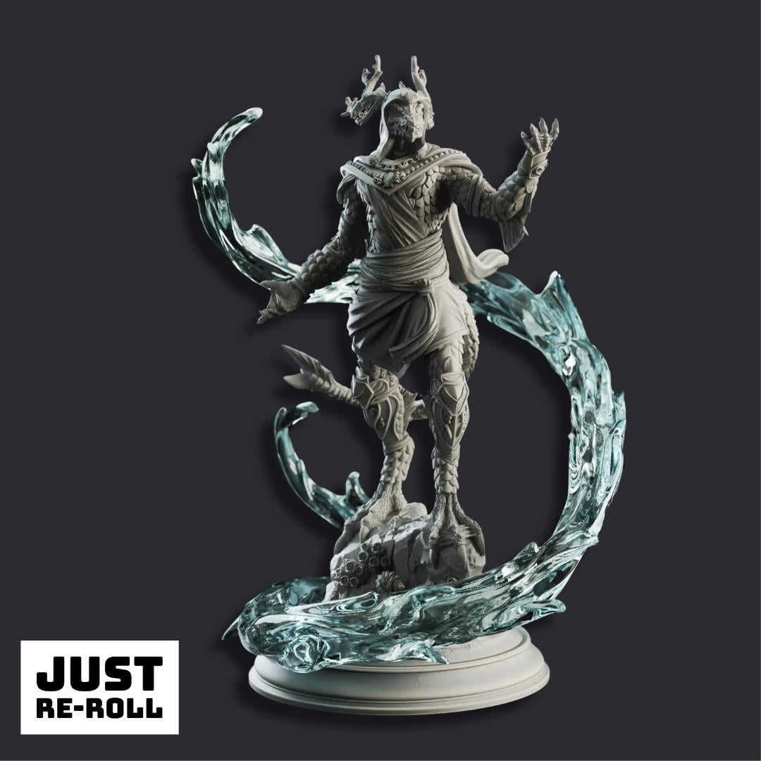 Voskathar Dragonborn of the Tides - 3D Printed Sorcerer Character Miniature
