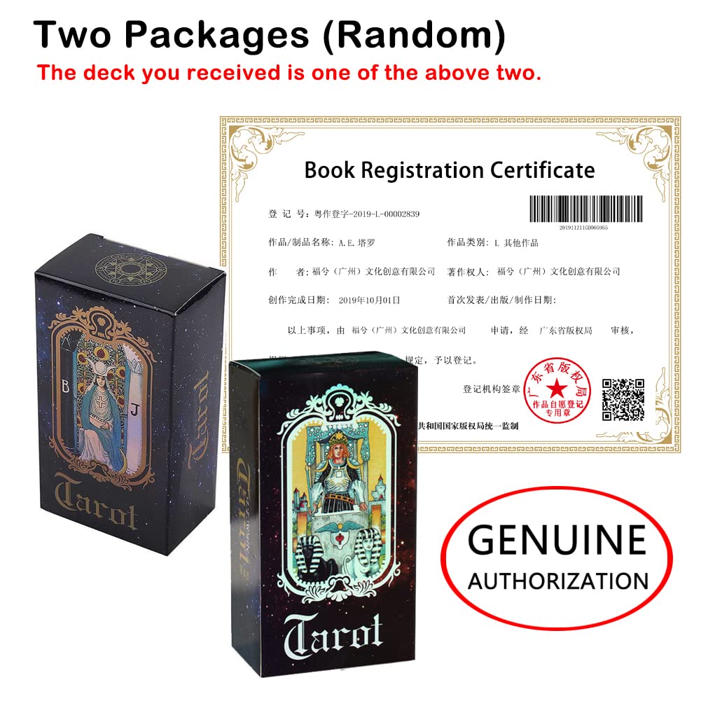 VOVOH Tarot Cards Deck — 78 Holographic Cards with Surface Laser, English Edition Guidebook