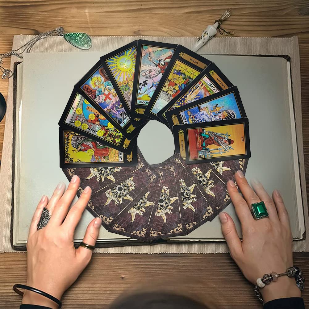 VOVOH Tarot Cards Deck — 78 Holographic Cards with Surface Laser, English Edition Guidebook