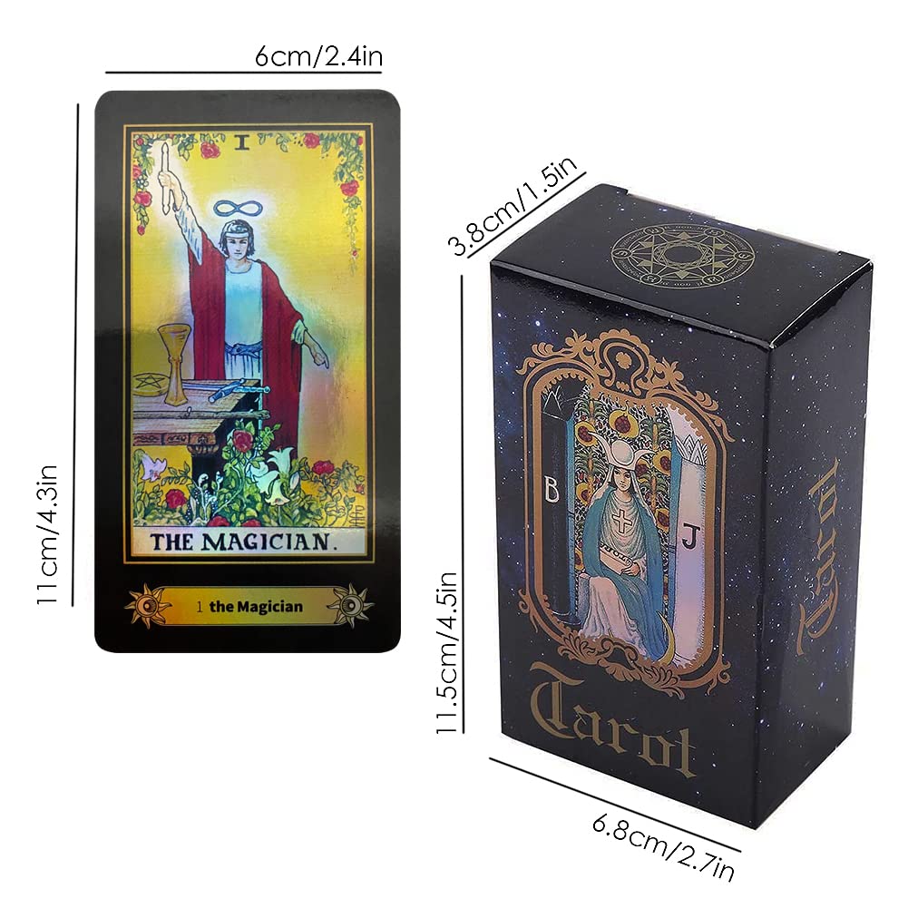 VOVOH Tarot Cards Deck — 78 Holographic Cards with Surface Laser, English Edition Guidebook
