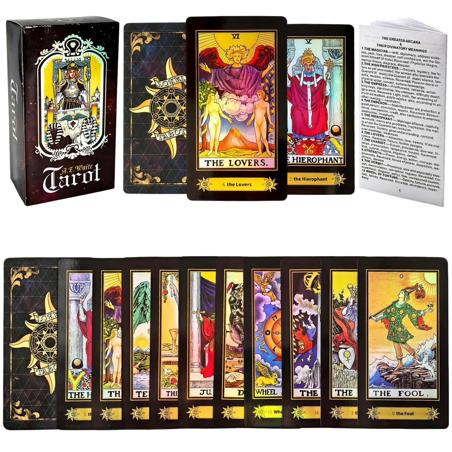 VOVOH Tarot Cards Deck — 78 Holographic Cards with Surface Laser, English Edition Guidebook