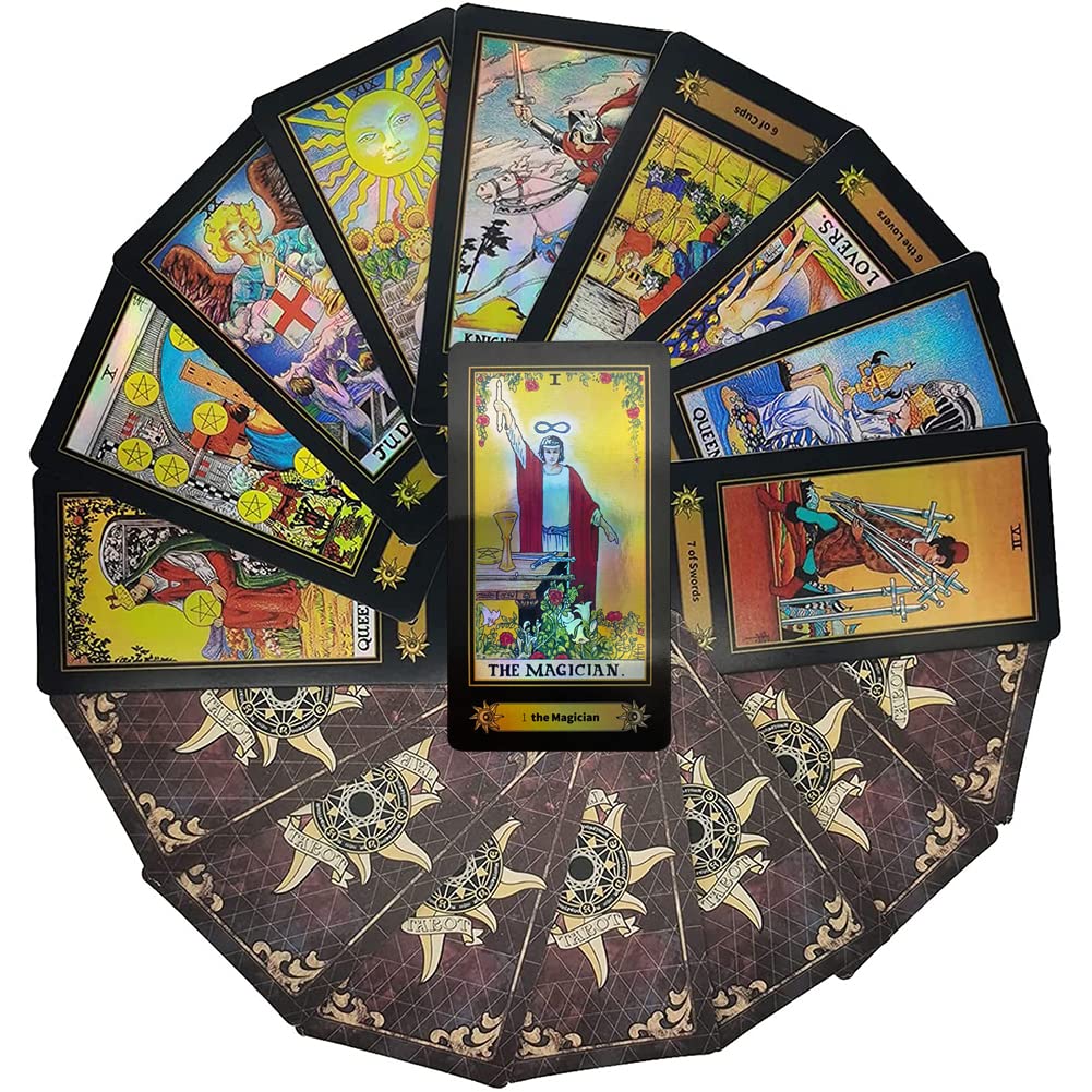 VOVOH Tarot Cards Deck — 78 Holographic Cards with Surface Laser, English Edition Guidebook