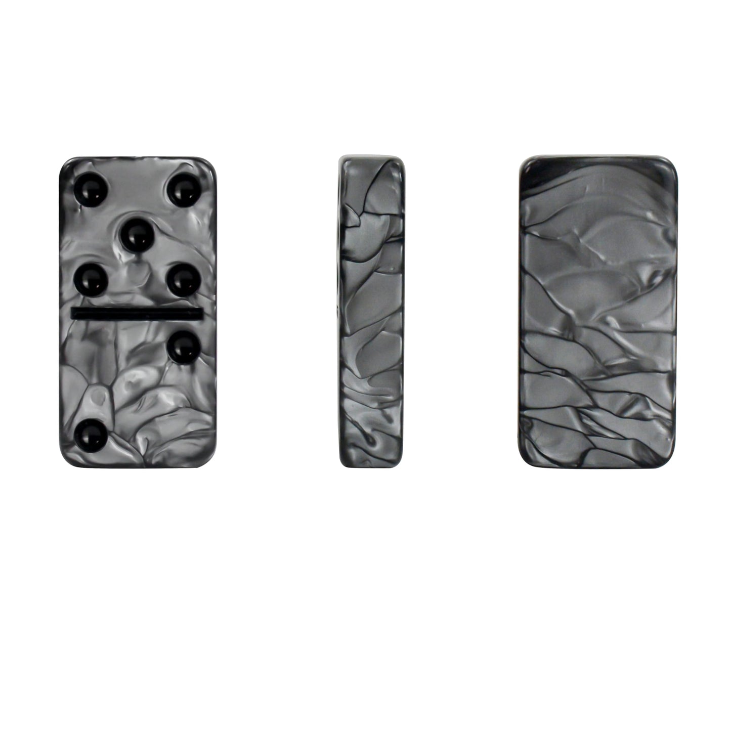 Vovotuzzi Dominoes Set for Adults - Double Six Jumbo 28 Tiles in Marbleized Black & Gray Case