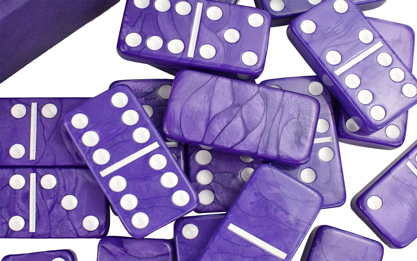 Vovotuzzi Dominos Set for Adults & Kids – Double Six Purple Tiles with Leather Case